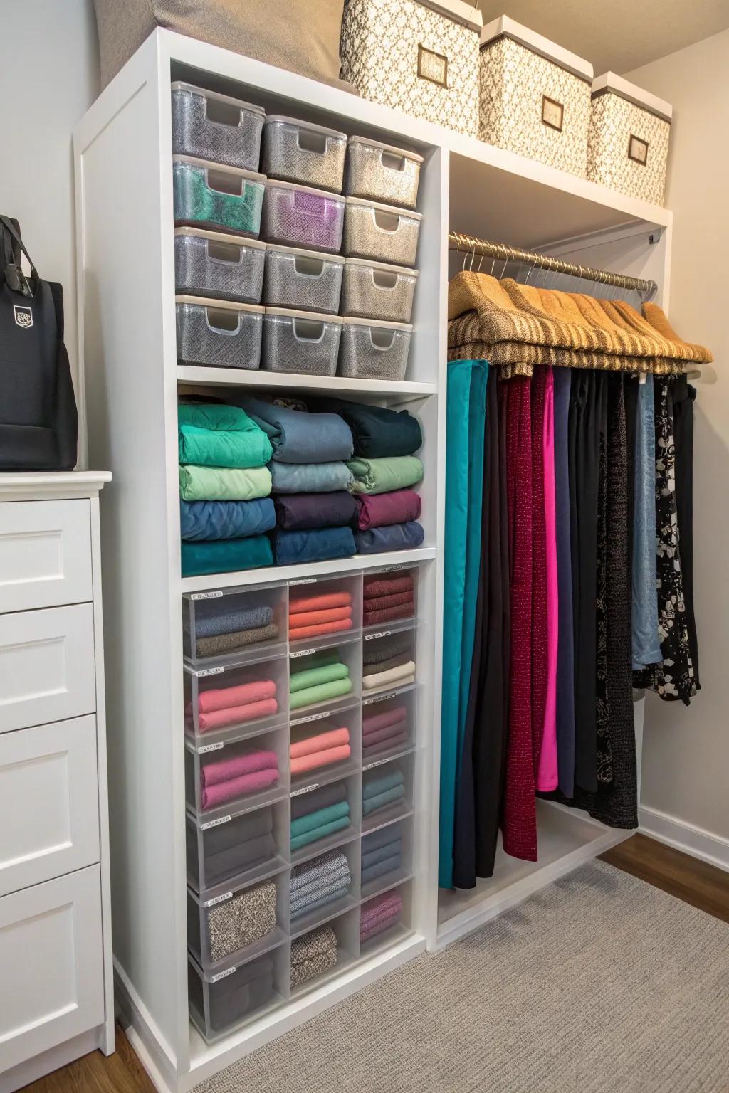 Optimize the efficiency of your space with custom closet inserts for your leggings.