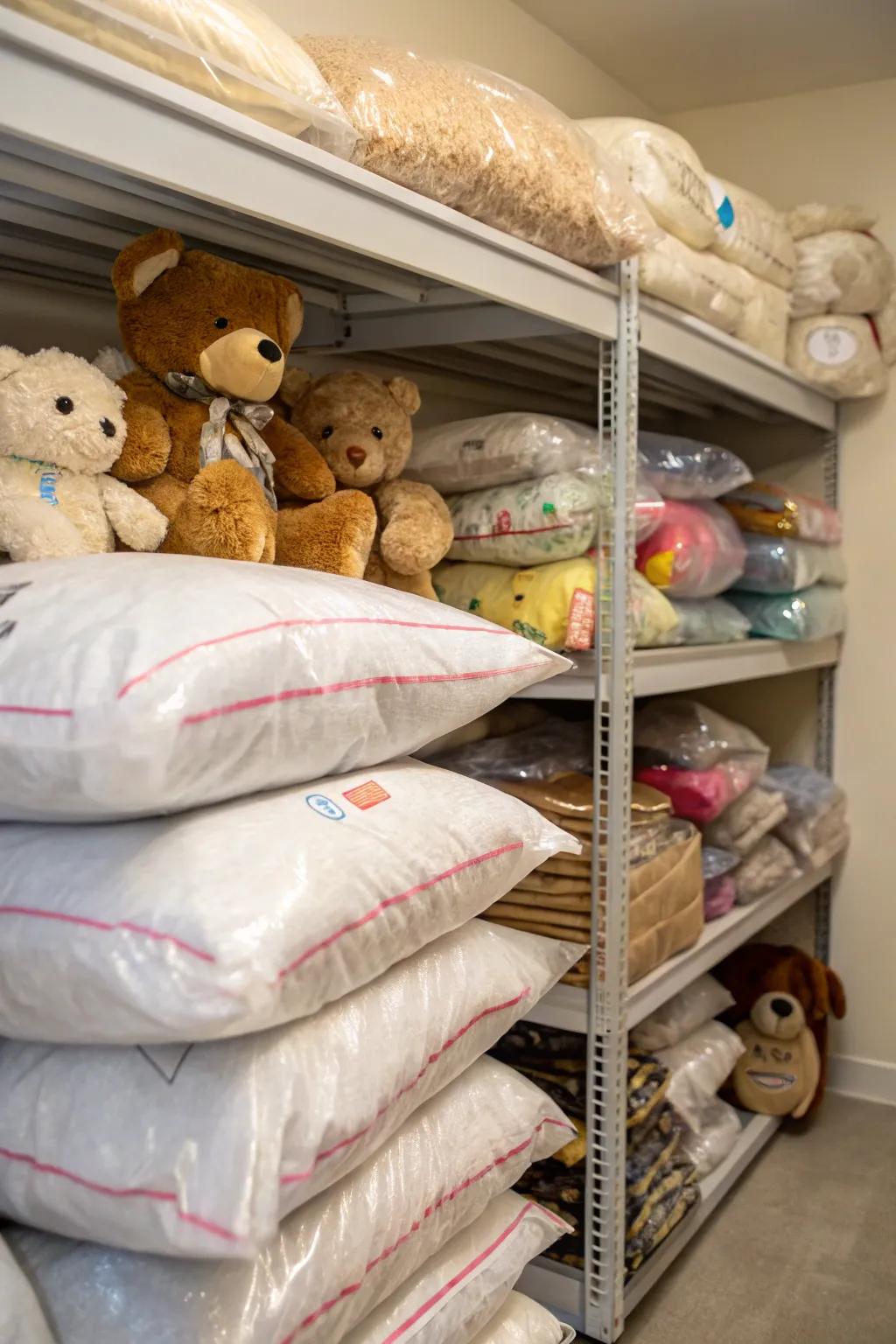 Vacuum-sealed bags ensure the long-term preservation of stuffed toys.