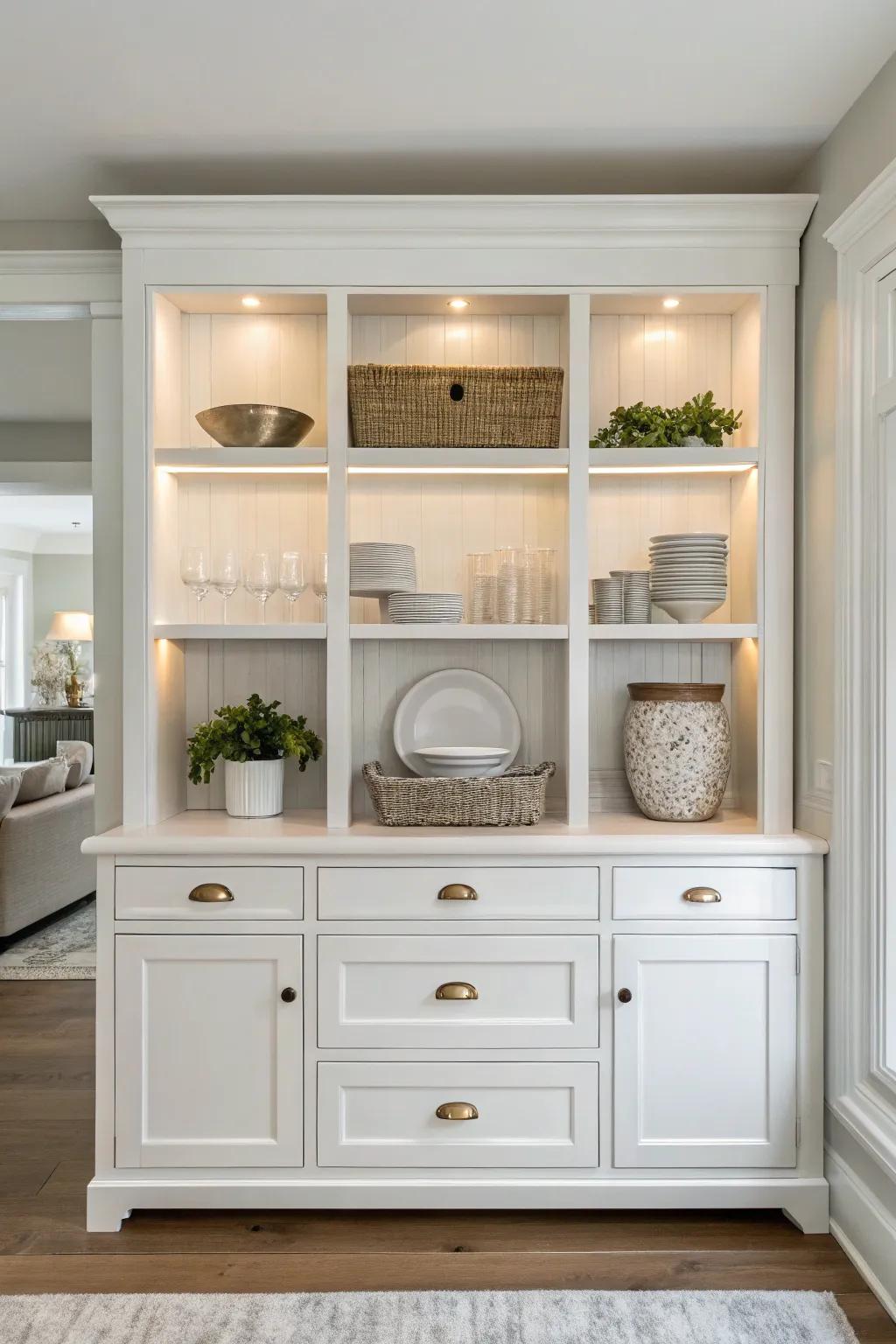 This minimalist hutch design highlights simplicity.