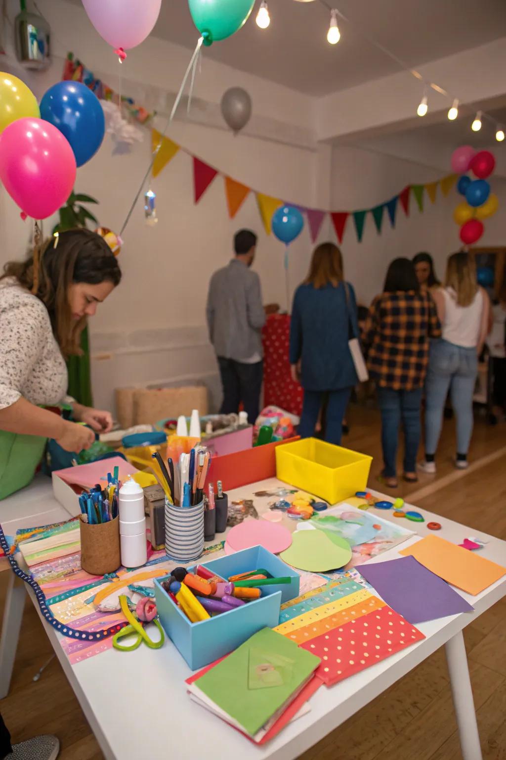 A creative internal event featuring an individual art corner.