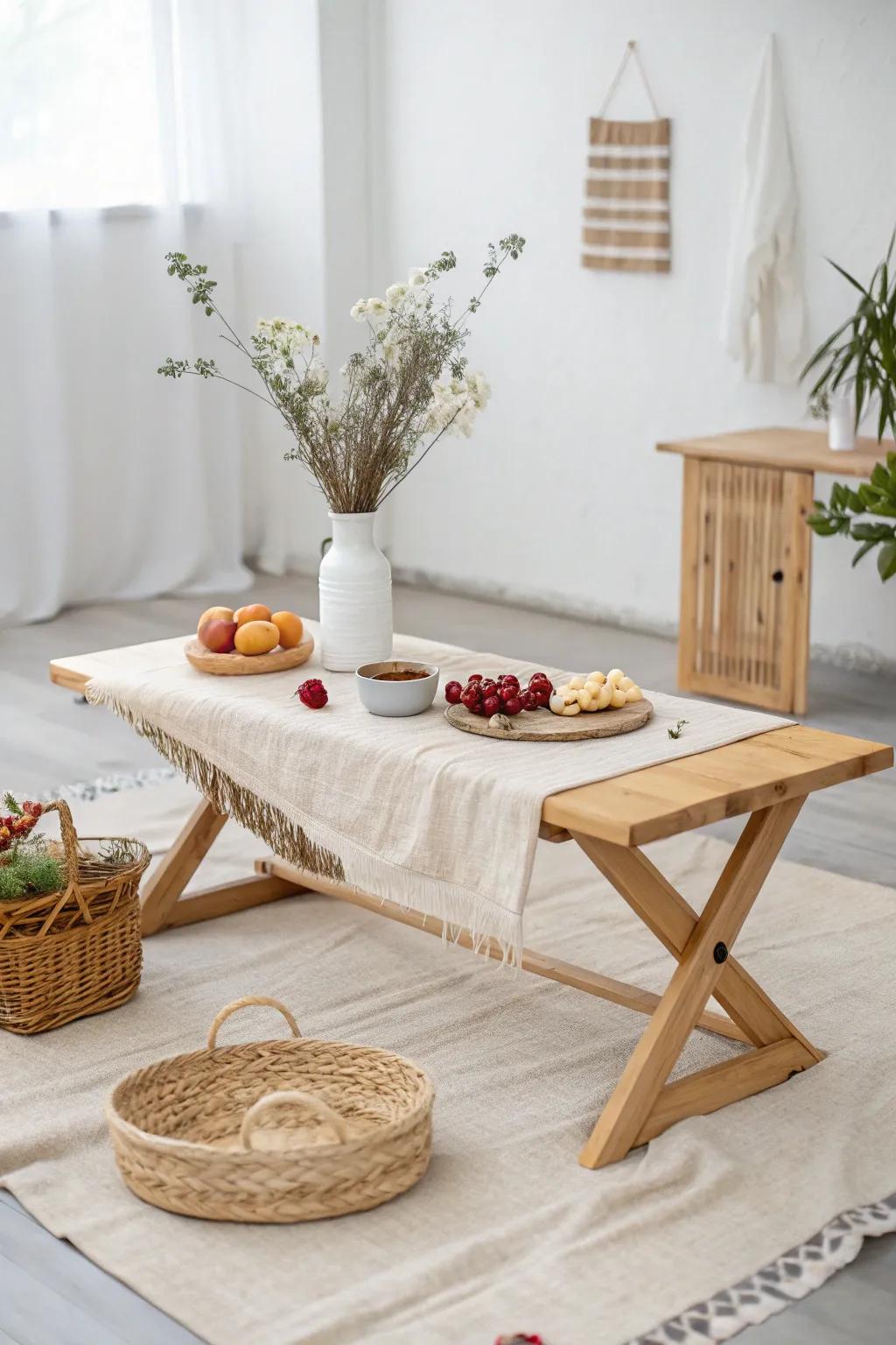 A minimalist strategy creates an modern and compelling picnic arrangement.