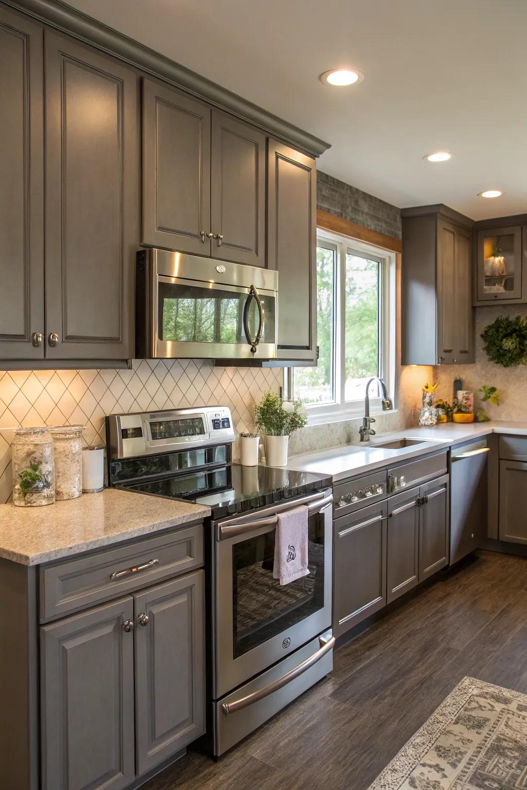 Relaxed slate provides a trendy and streamlined culinary foundation.