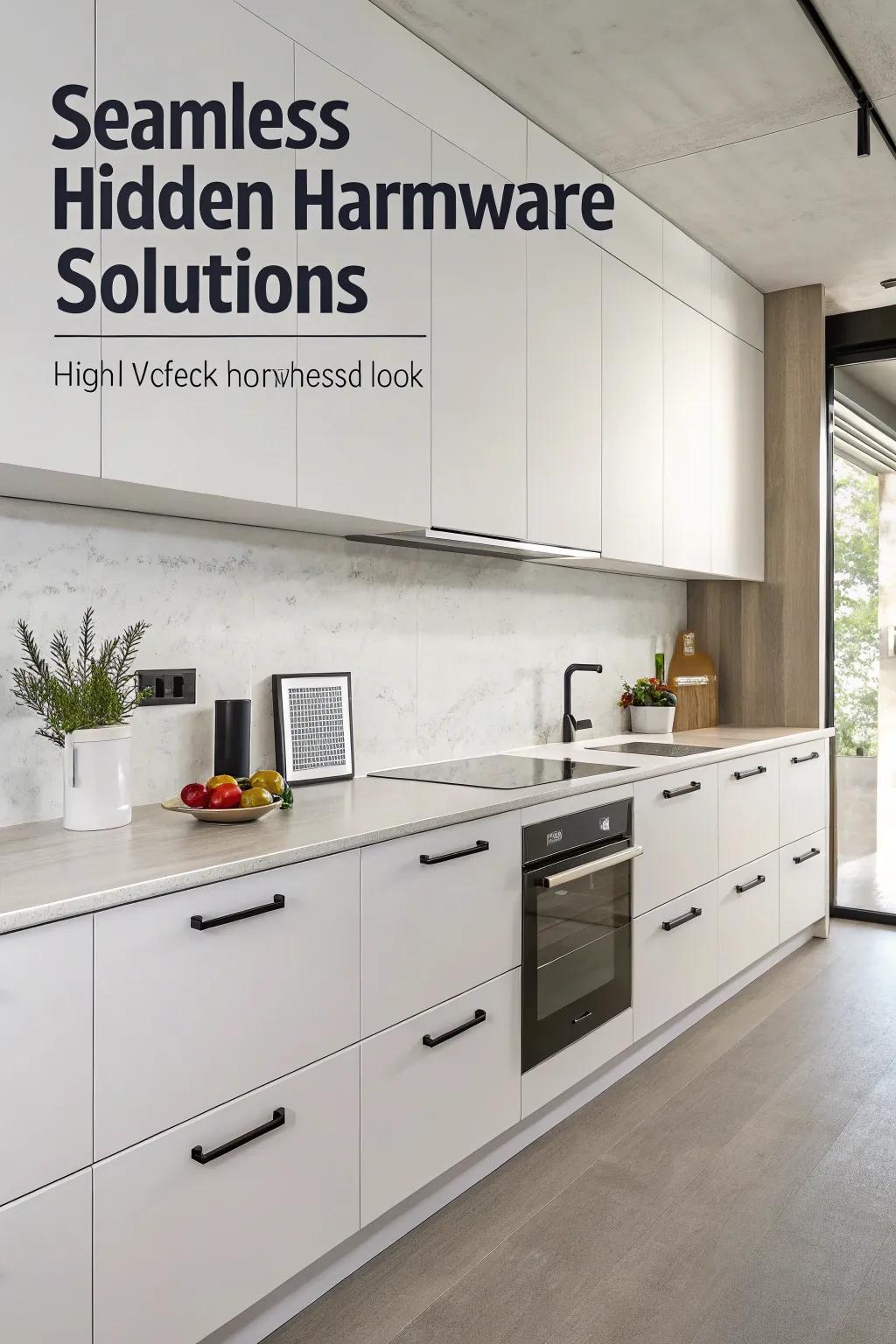 Concealed fixtures permitting a flawless and coherent culinary design.