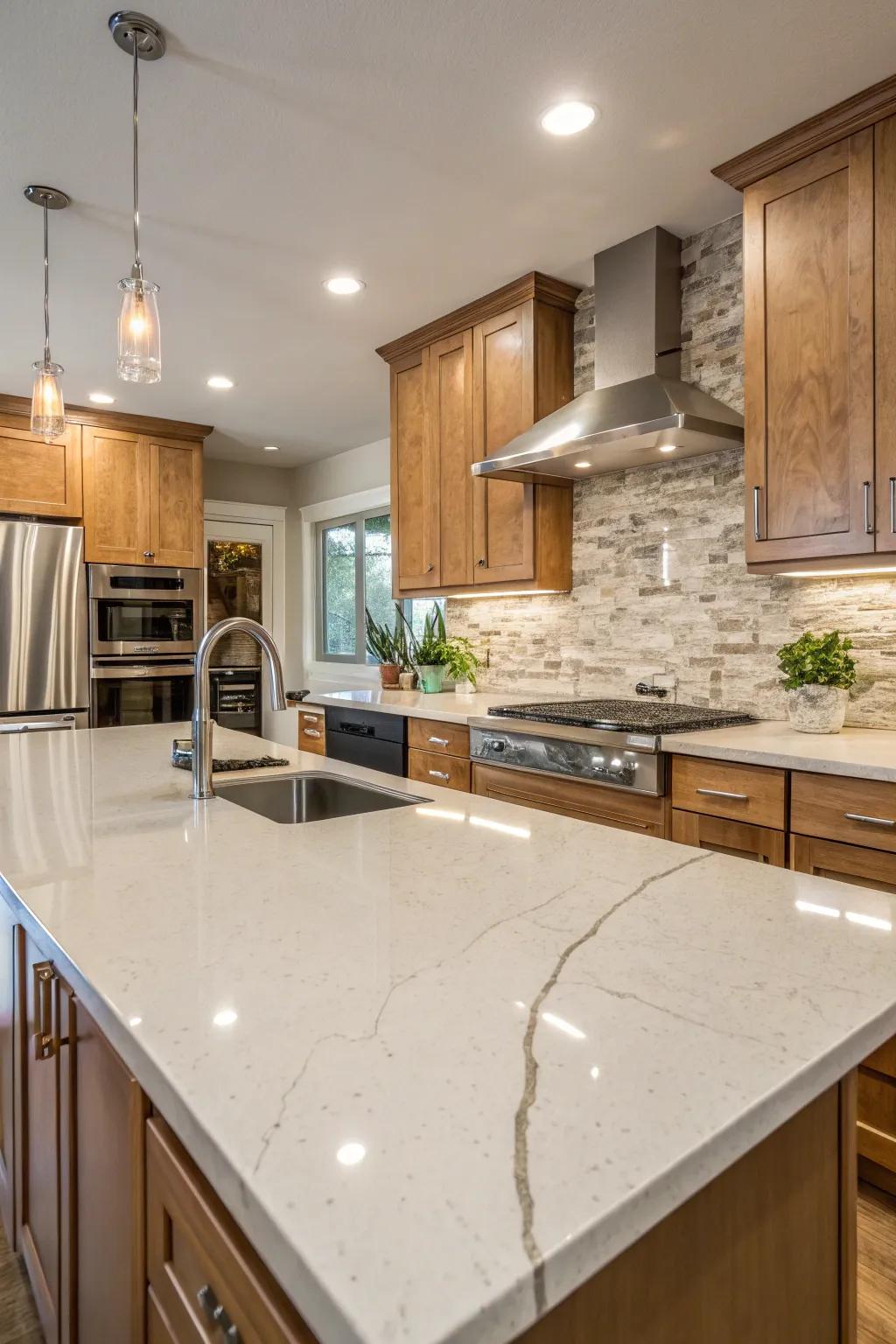 Integrating natural elements with quartz for an earthy, grounded ambiance.