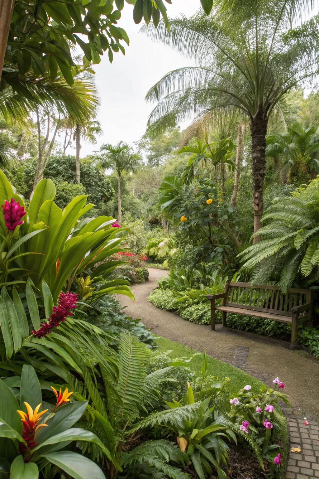 An exotic floral corner provides a lush escape.