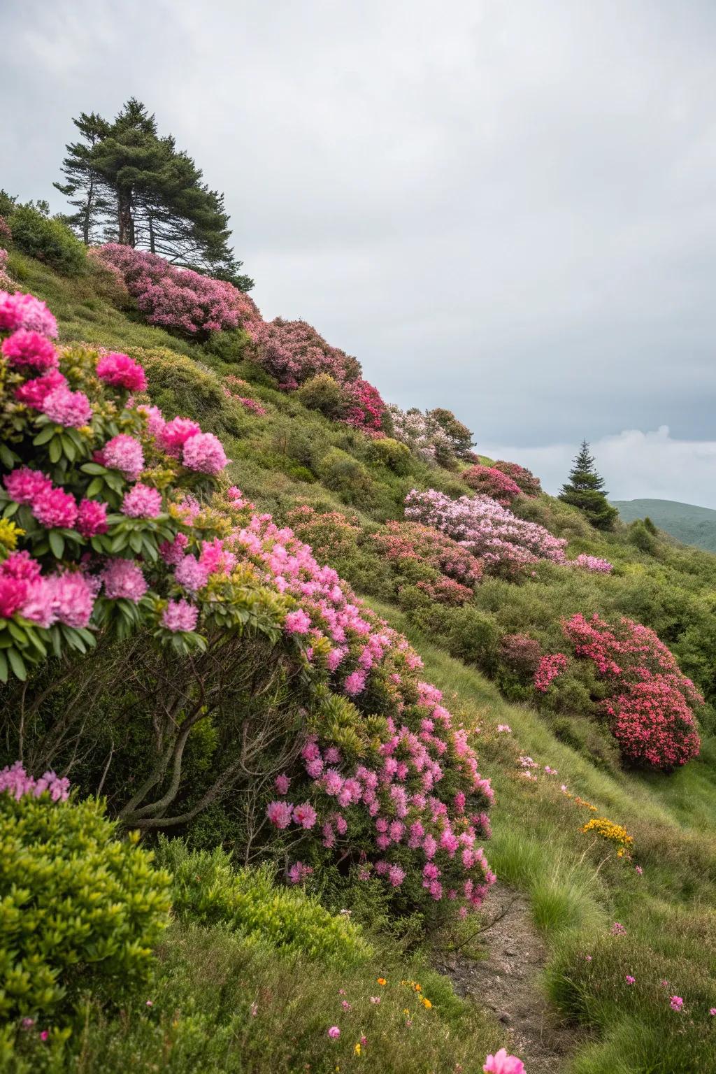 Rhododendrons deliver steadiness and beauty across a garden's gradient.
