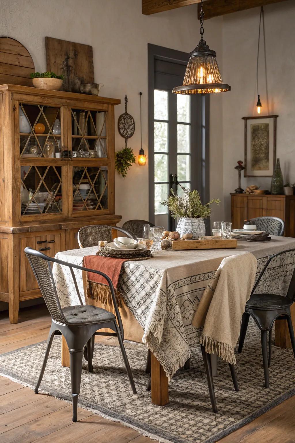 A rich mix of textures that adds richness and appeal within the dining location.