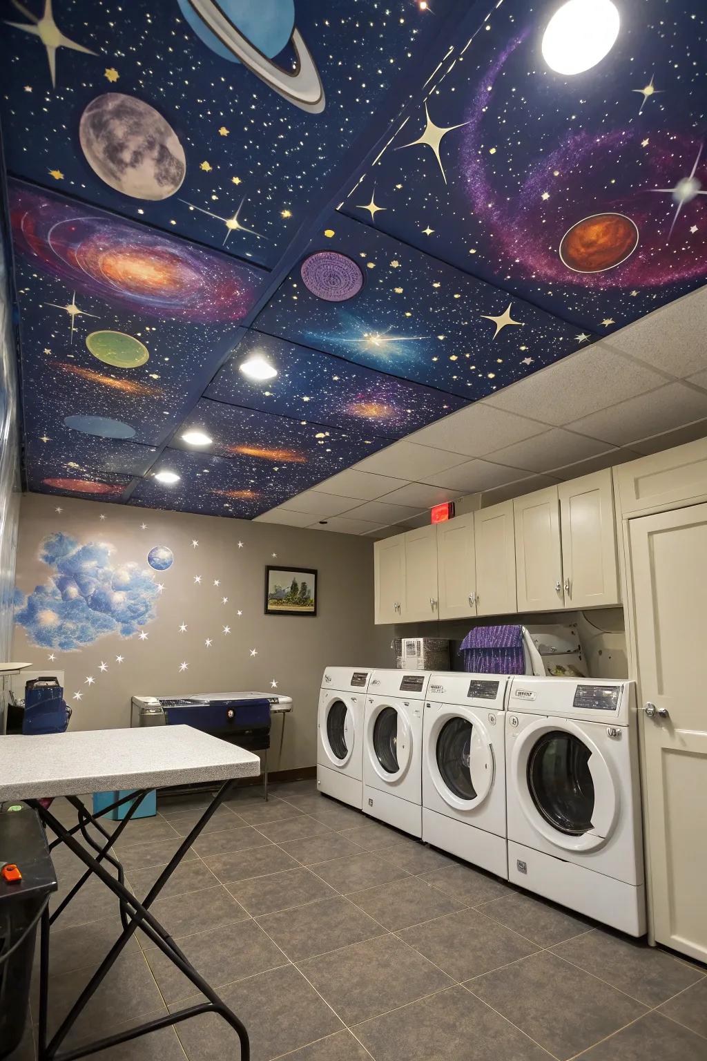 Create an unexpected impact with a bold ceiling.