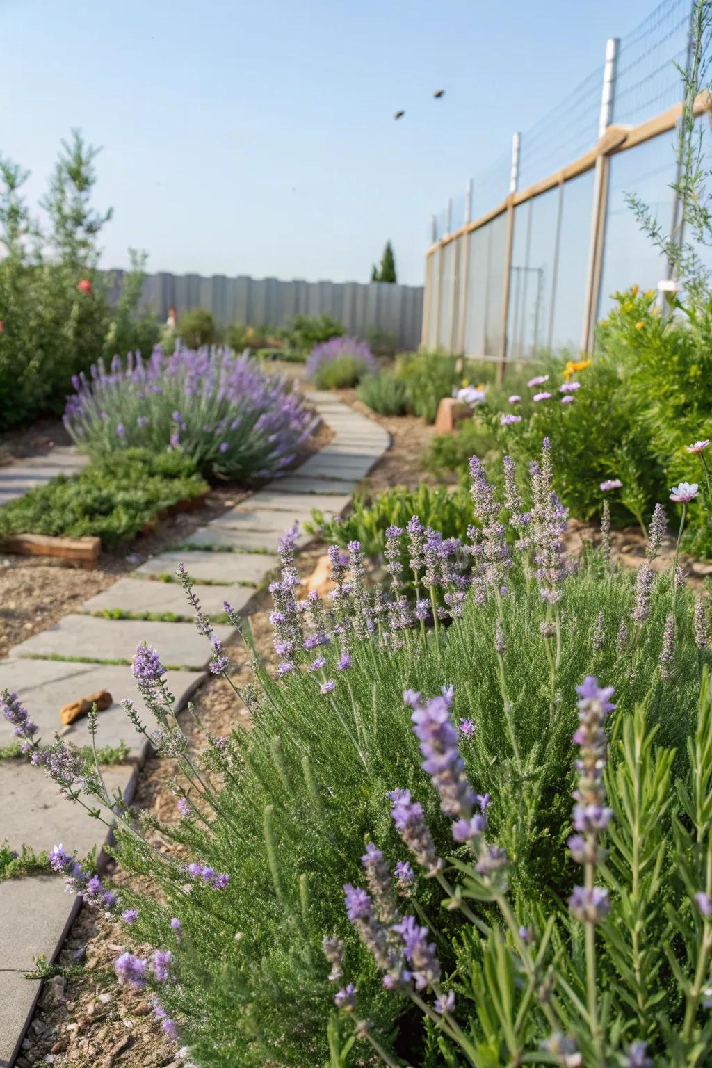 Scented herbs elevate the garden's sensory appeal.