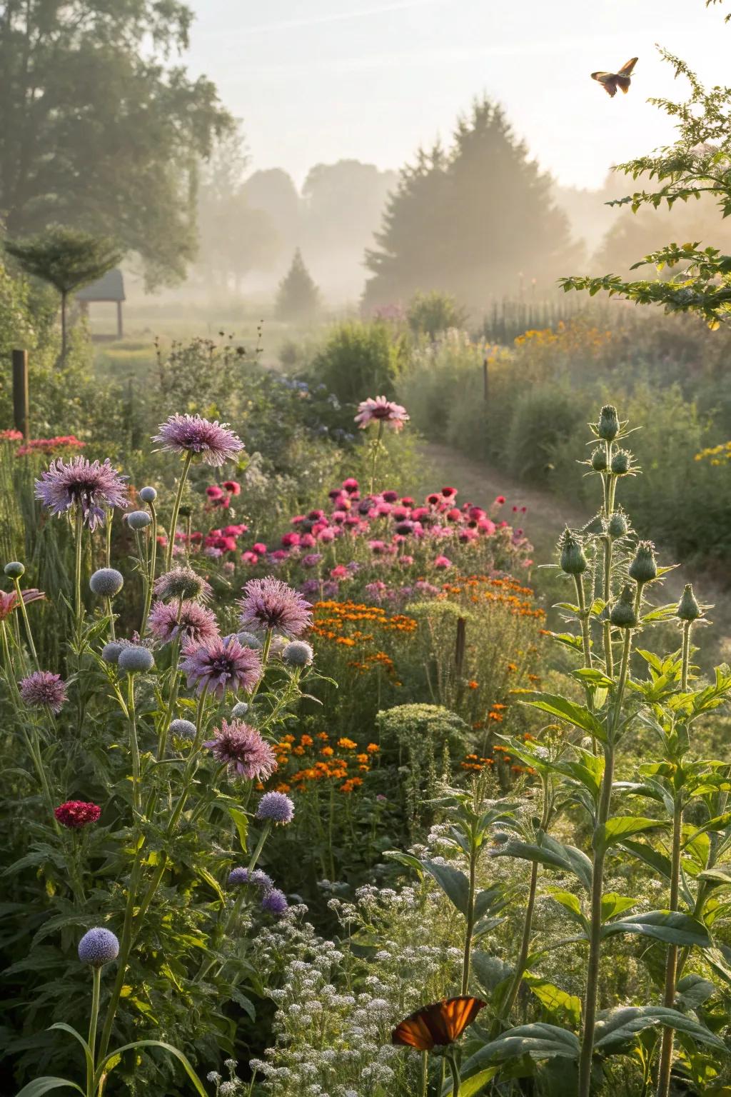 A sanctuary for pollinators amidst a perennial garden.