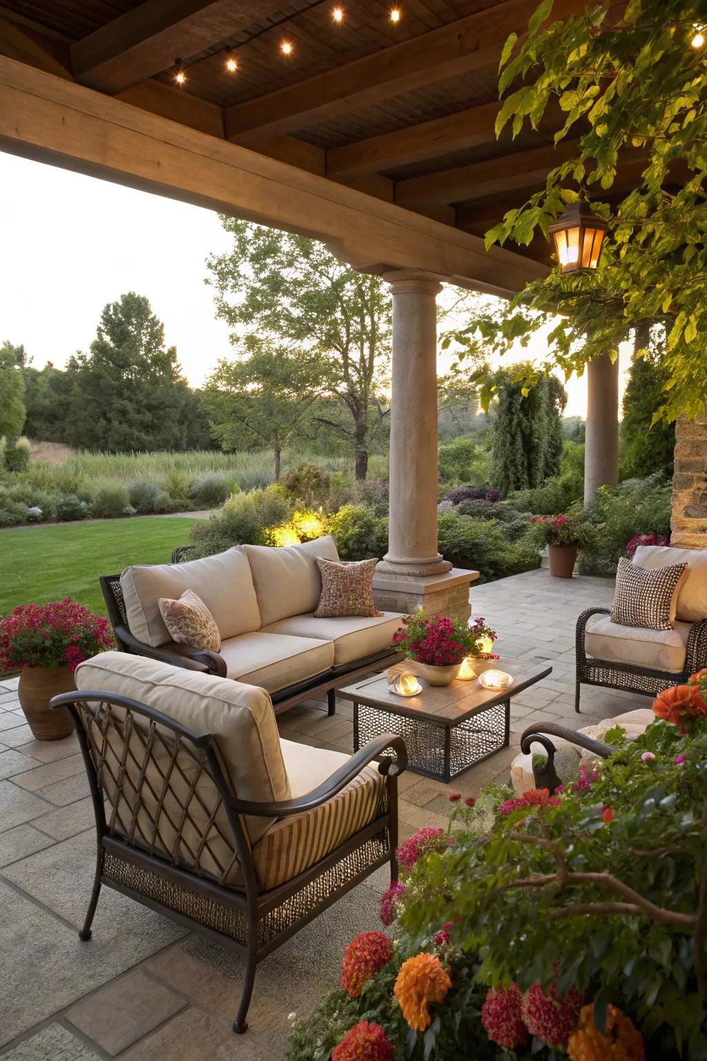 External living spaces encourage relaxation and lower yard upkeep.