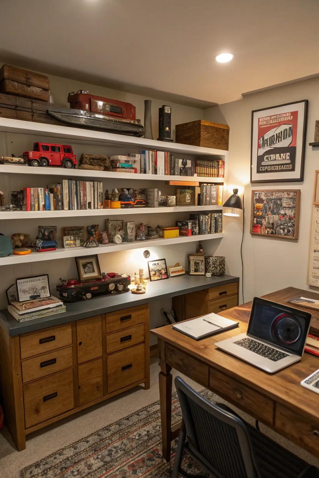 Personal collections render the office uniquely yours.