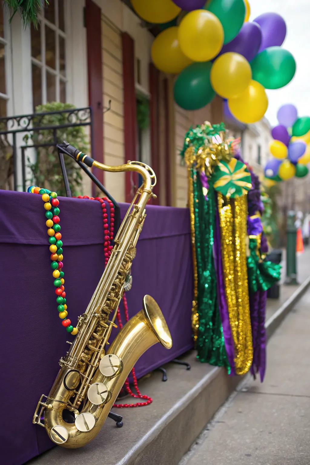 Wind instruments introduce a musical touch and pay homage to New Orleans culture.