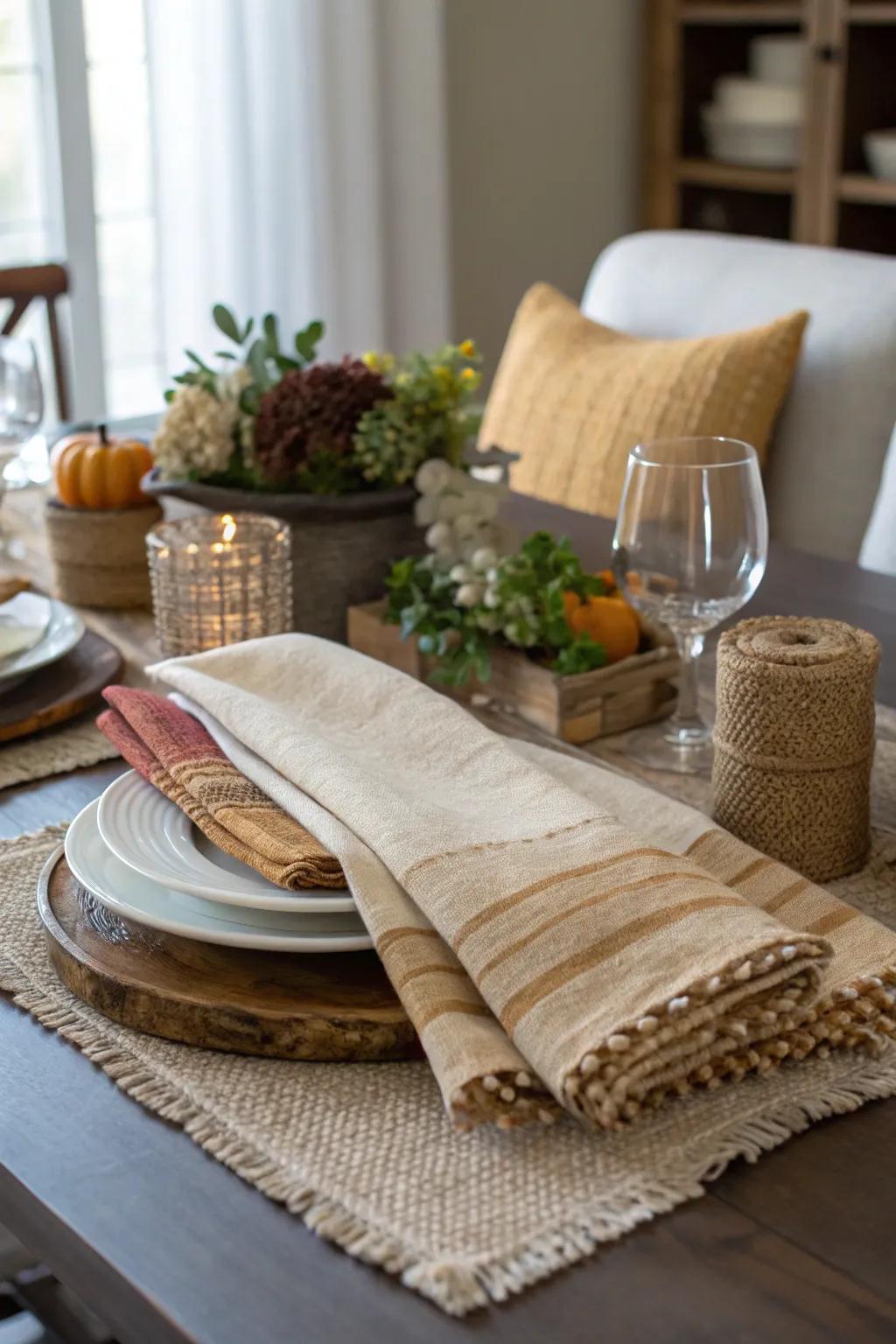 Layered surfaces offer a snug and inviting atmosphere.