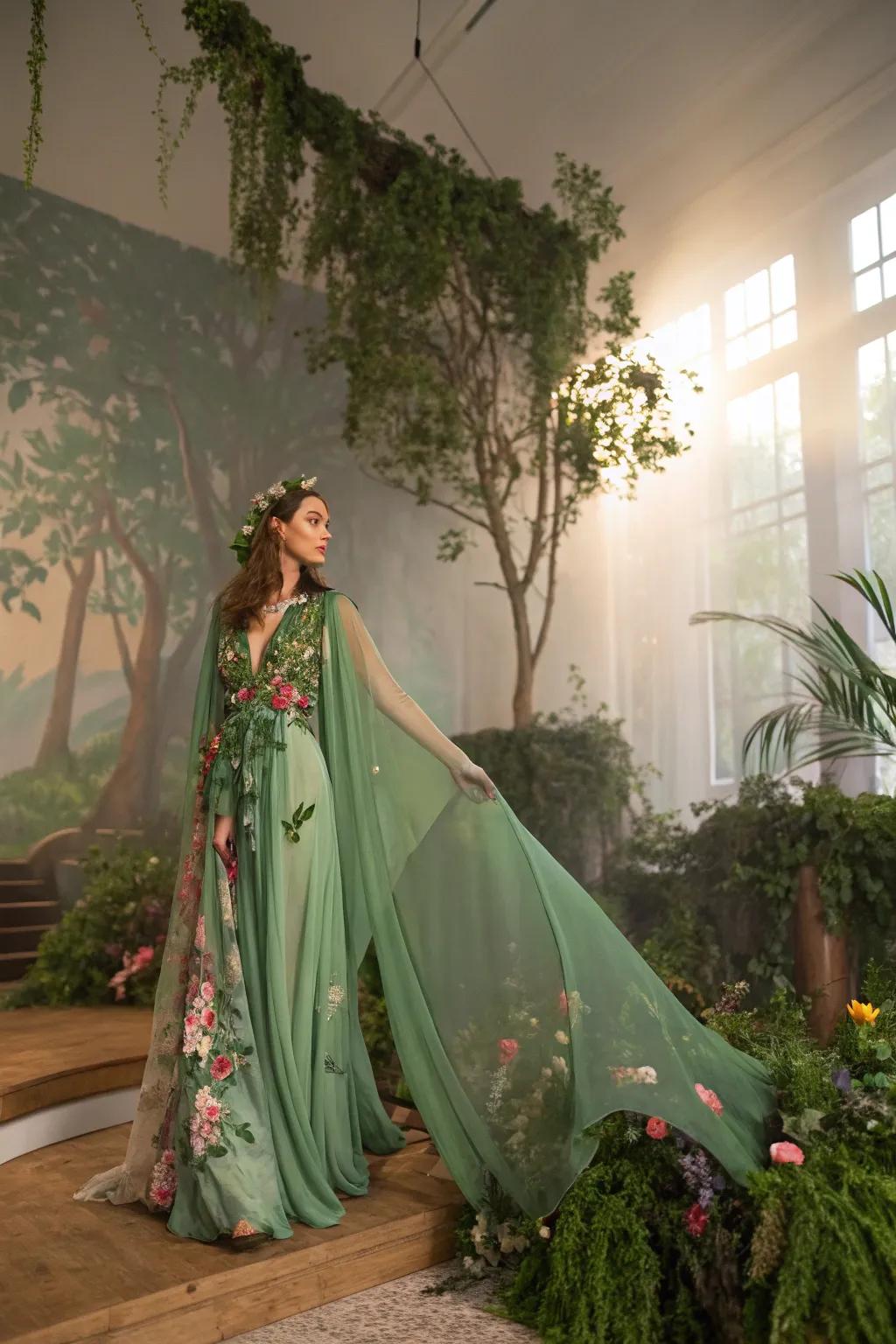 A magical woods sprite disguise with natural elegance.