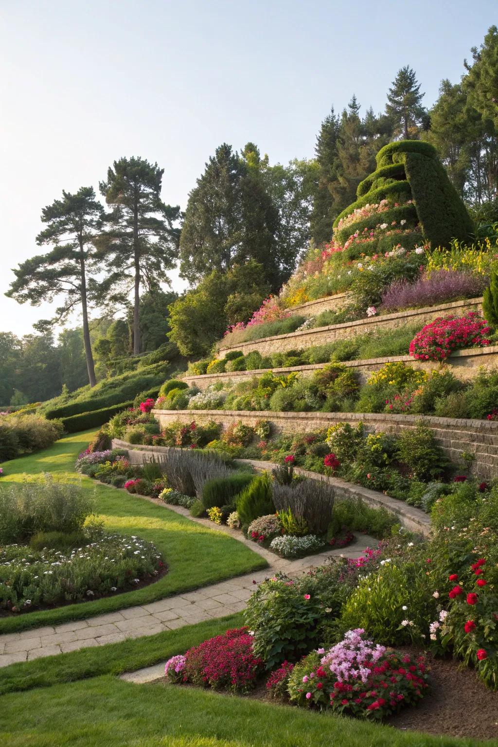 Layered planting introduces visual captivation and profoundness to the landscape of gardens.