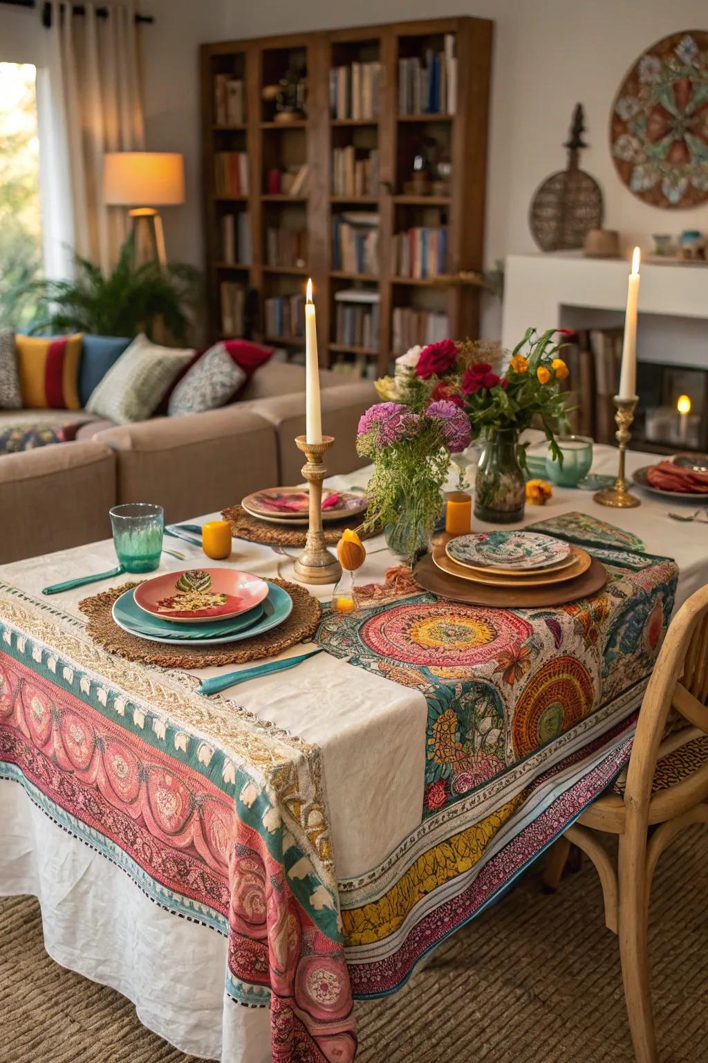 Free-spirited style table coverings grant assorted appeal plus a laid-back vibe.