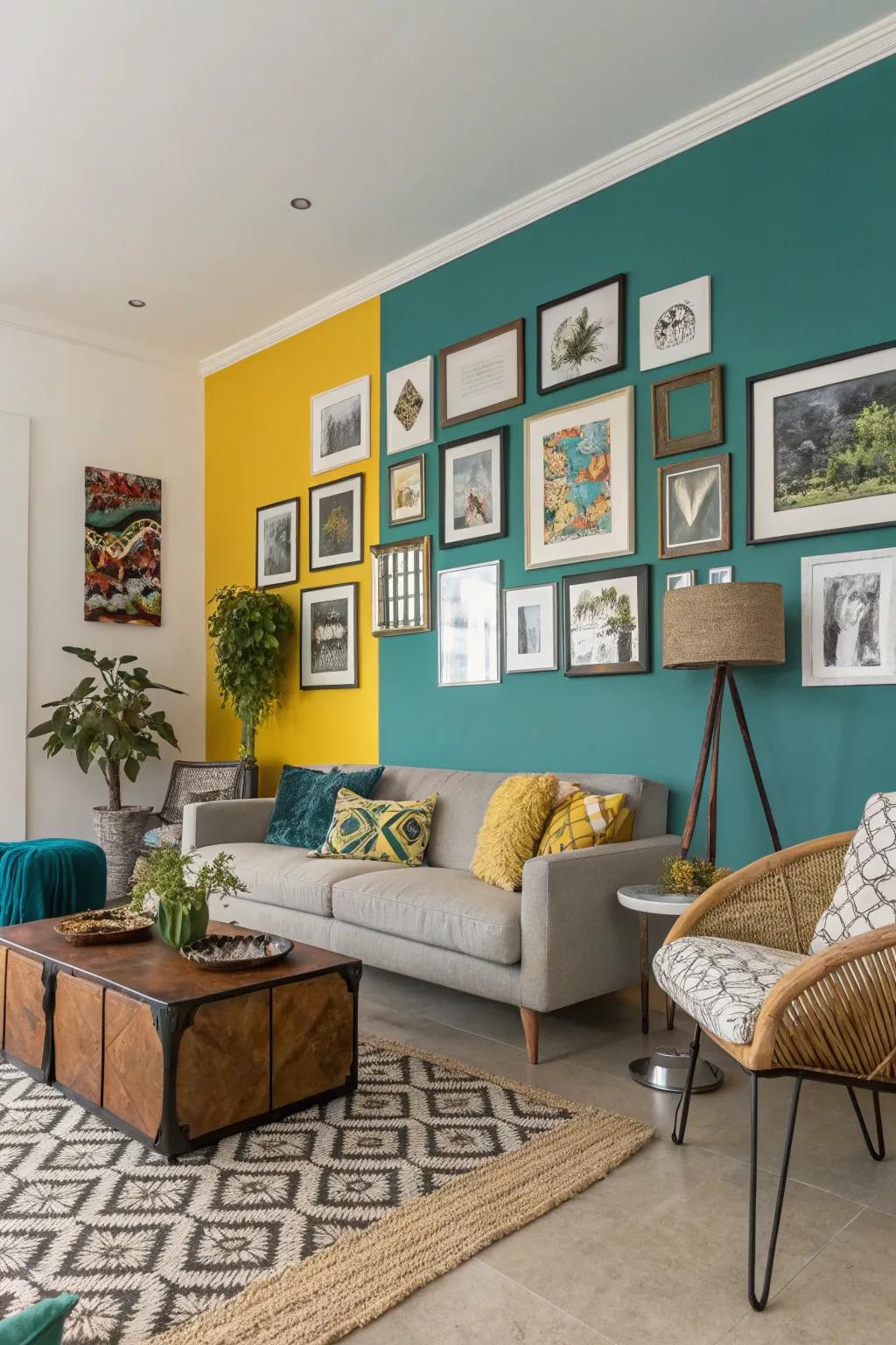 An art display adds interest and personal flair.