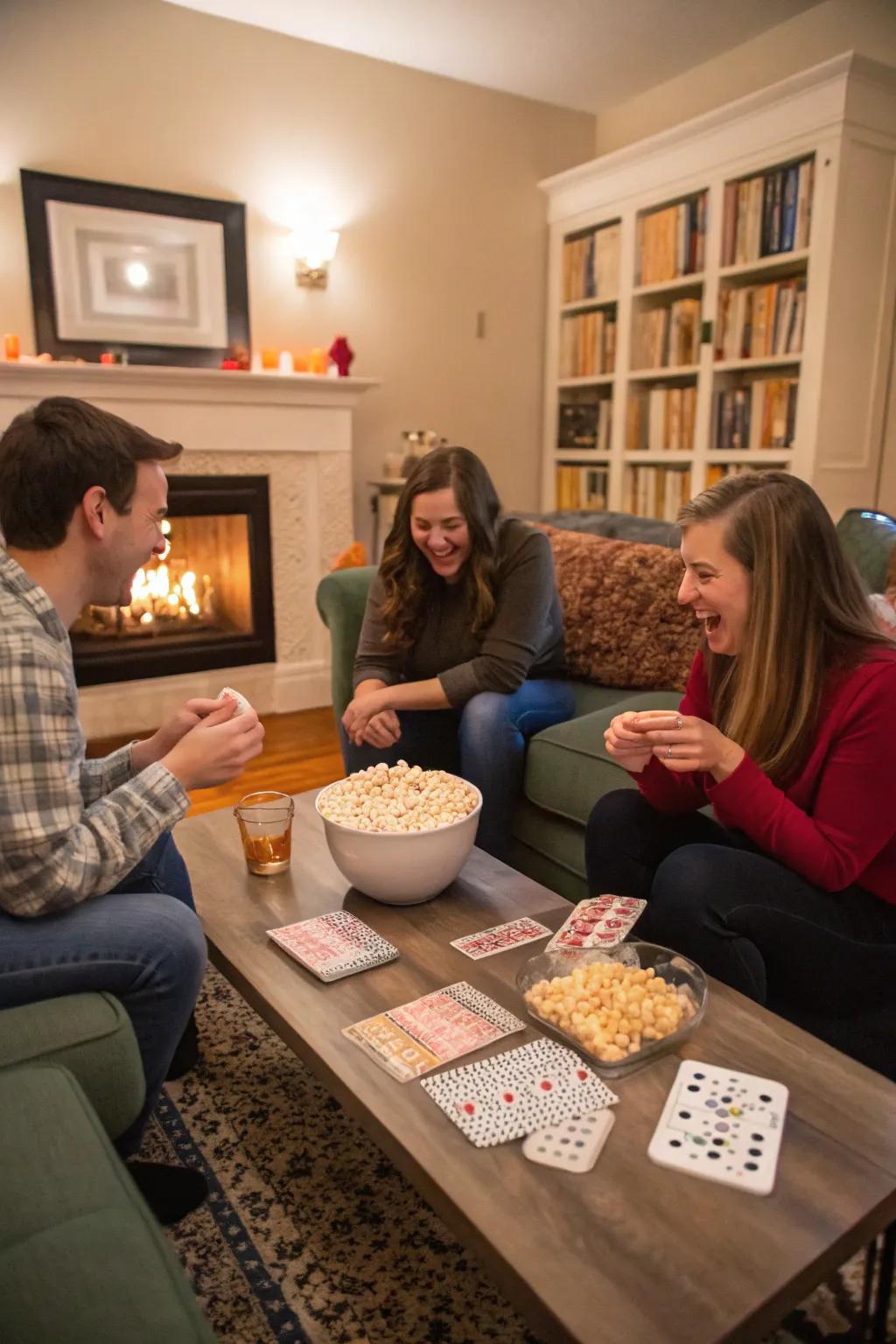 A friendly game of popcorn grid game bringing joy to a party.