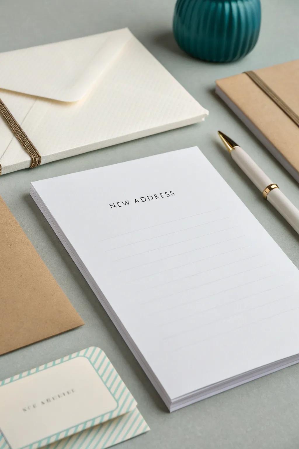 Bespoke stationery announces a new address elegantly.