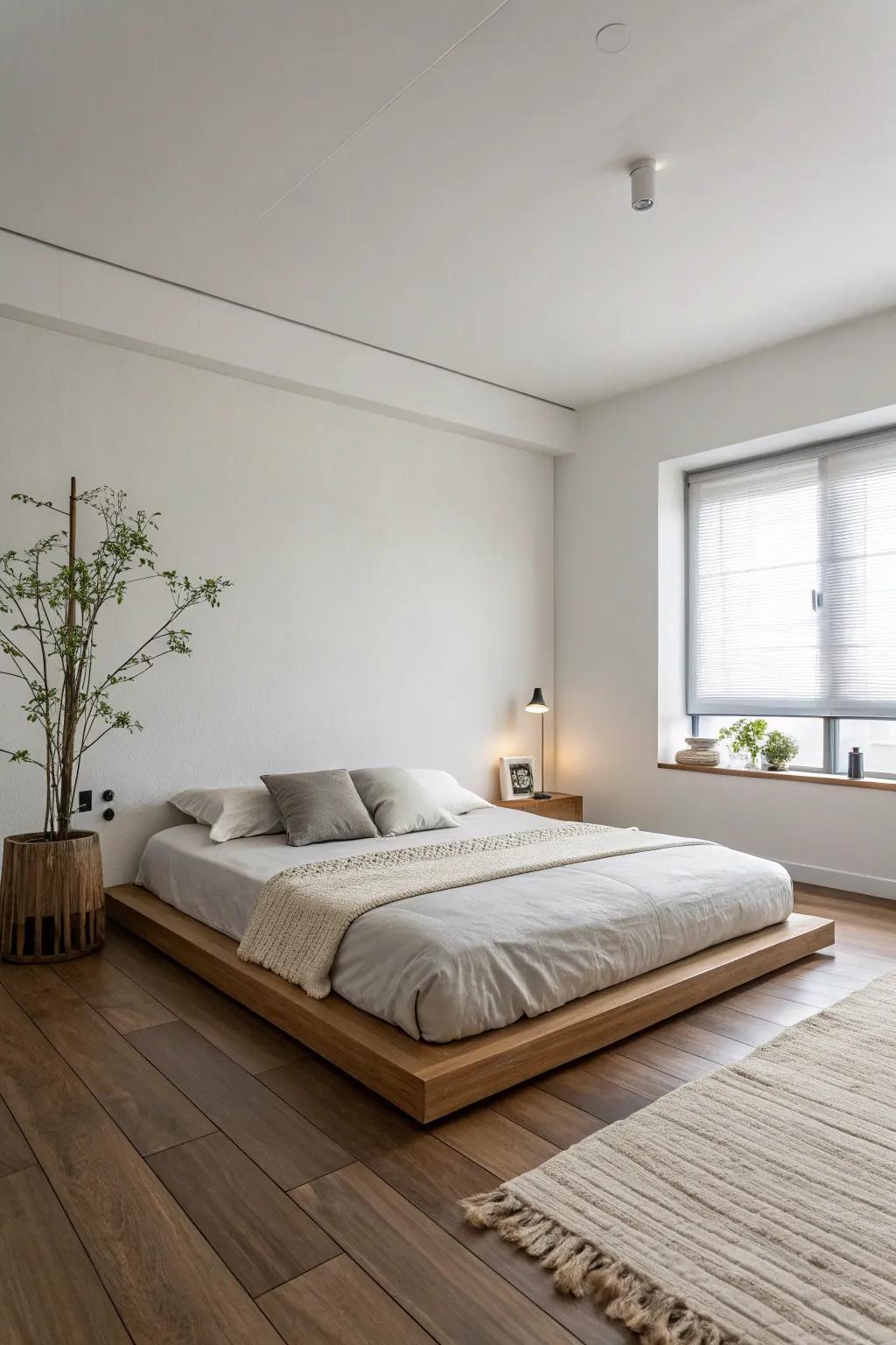 A minimalist setup creates a serene and calming retreat.