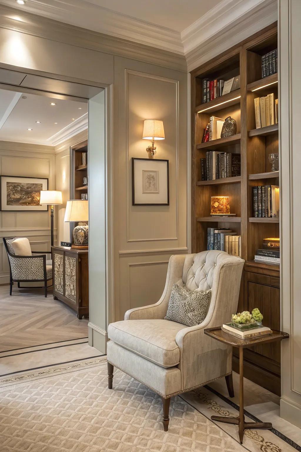 A seamlessly integrated nook that complements the room's decor.