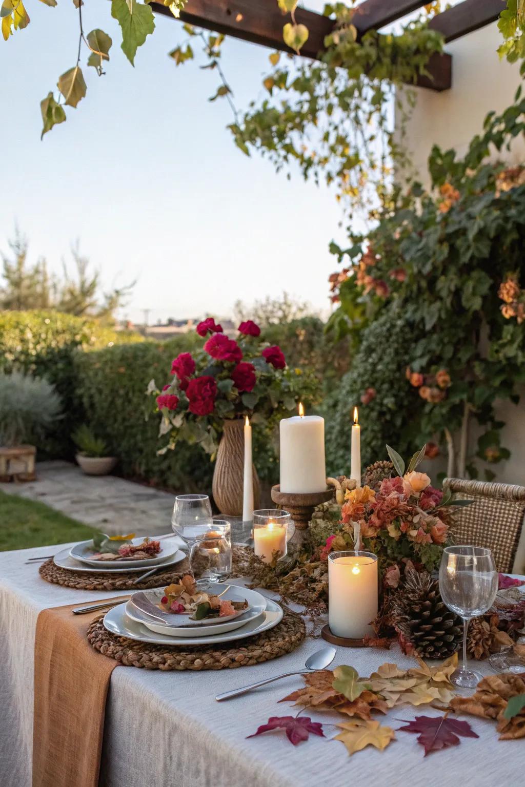 A themed alfresco feasting arrangement for a special occasion.