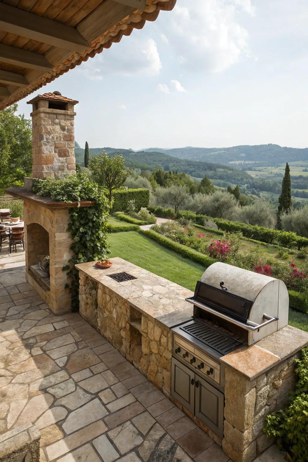 An elevated BBQ platform delivers stunning views and a distinctive cooking venture.