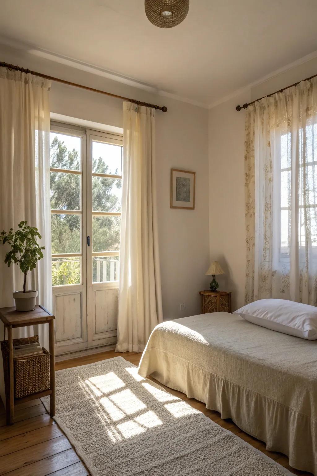 Maximizing pure illumination with light colors can open up your small bedroom.