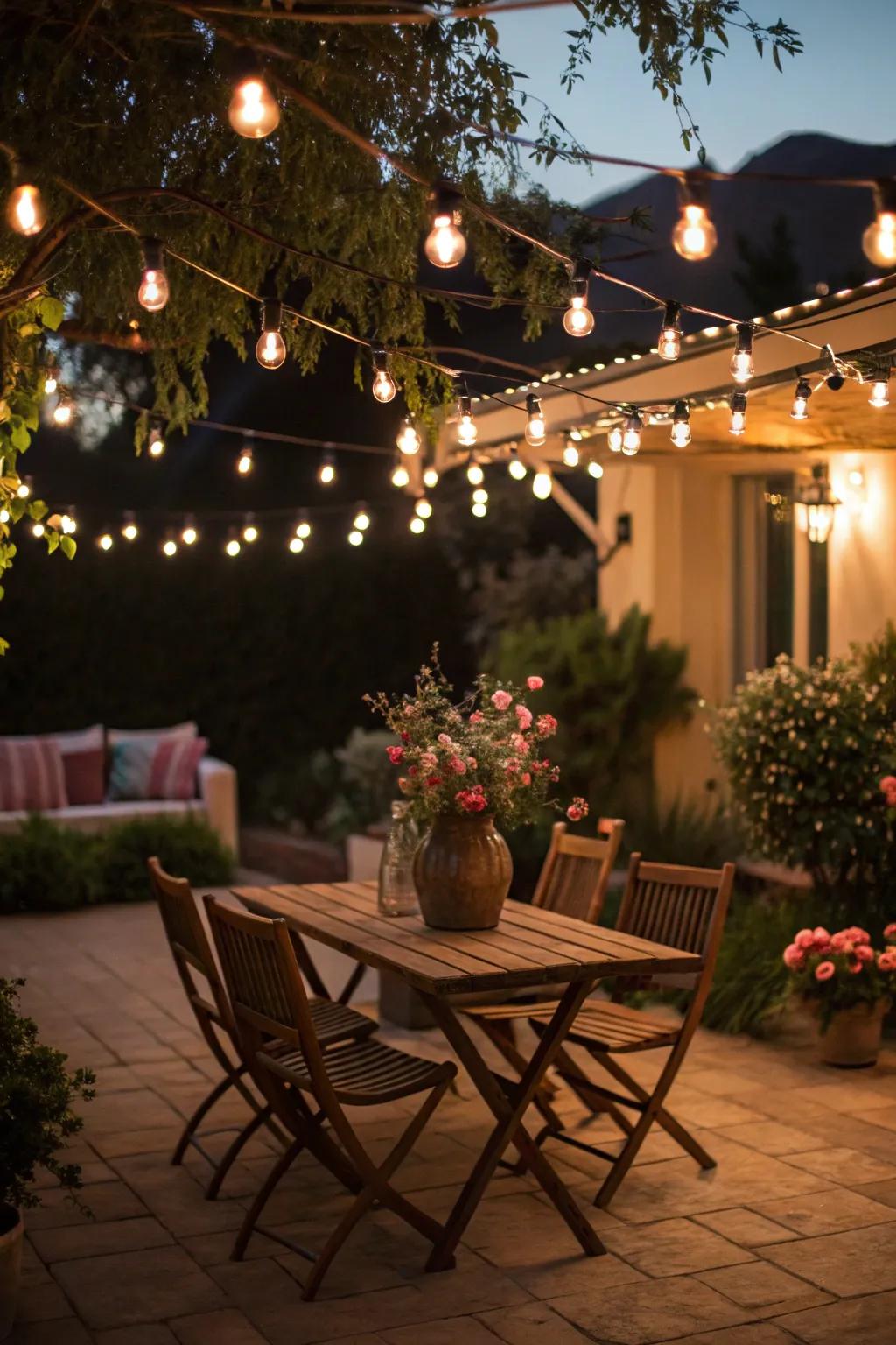 Adornment lights convey an audacious and celebratory sentiment to your patio.