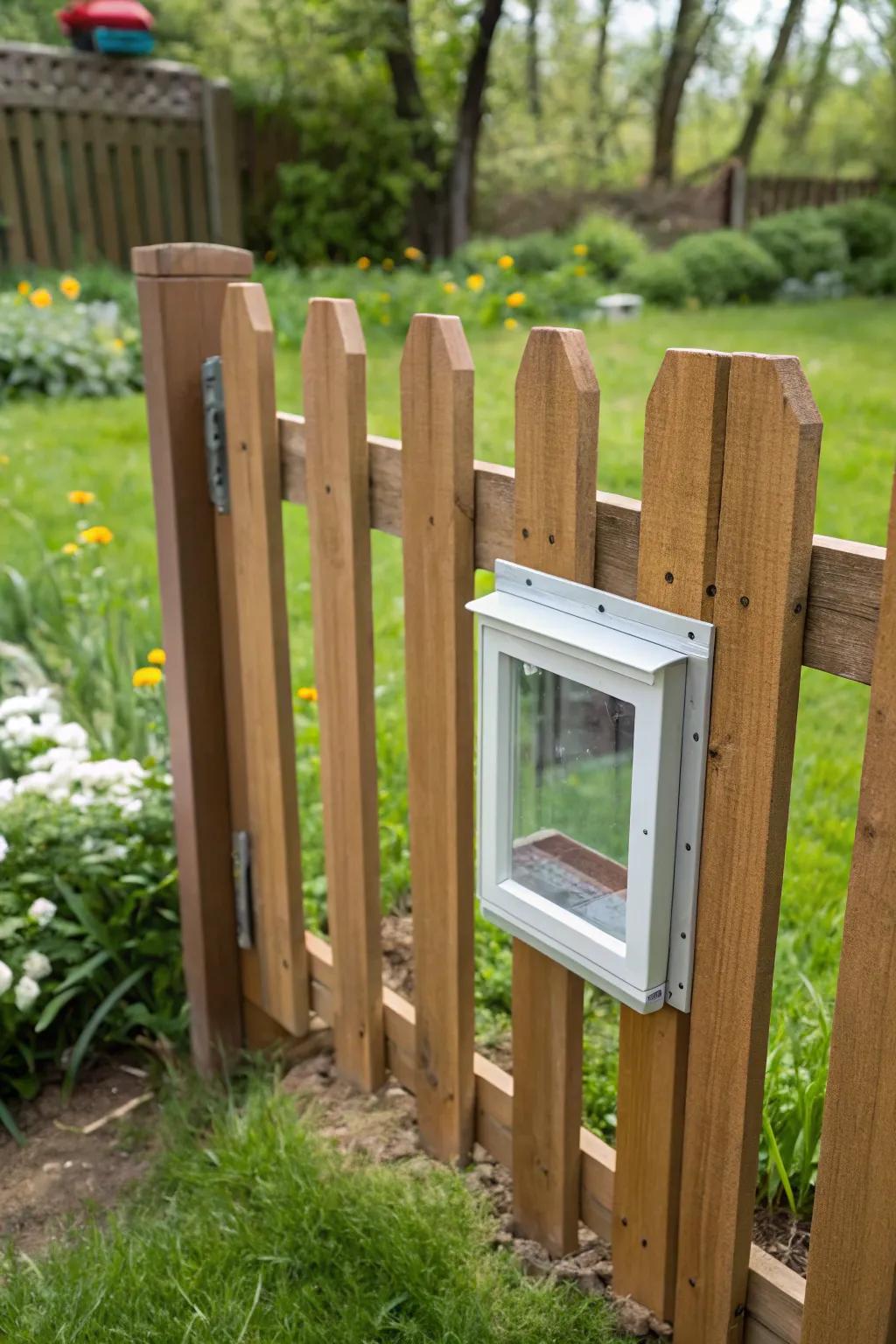 A pet glimpse extends a sight beyond the garden for inquisitive pets.