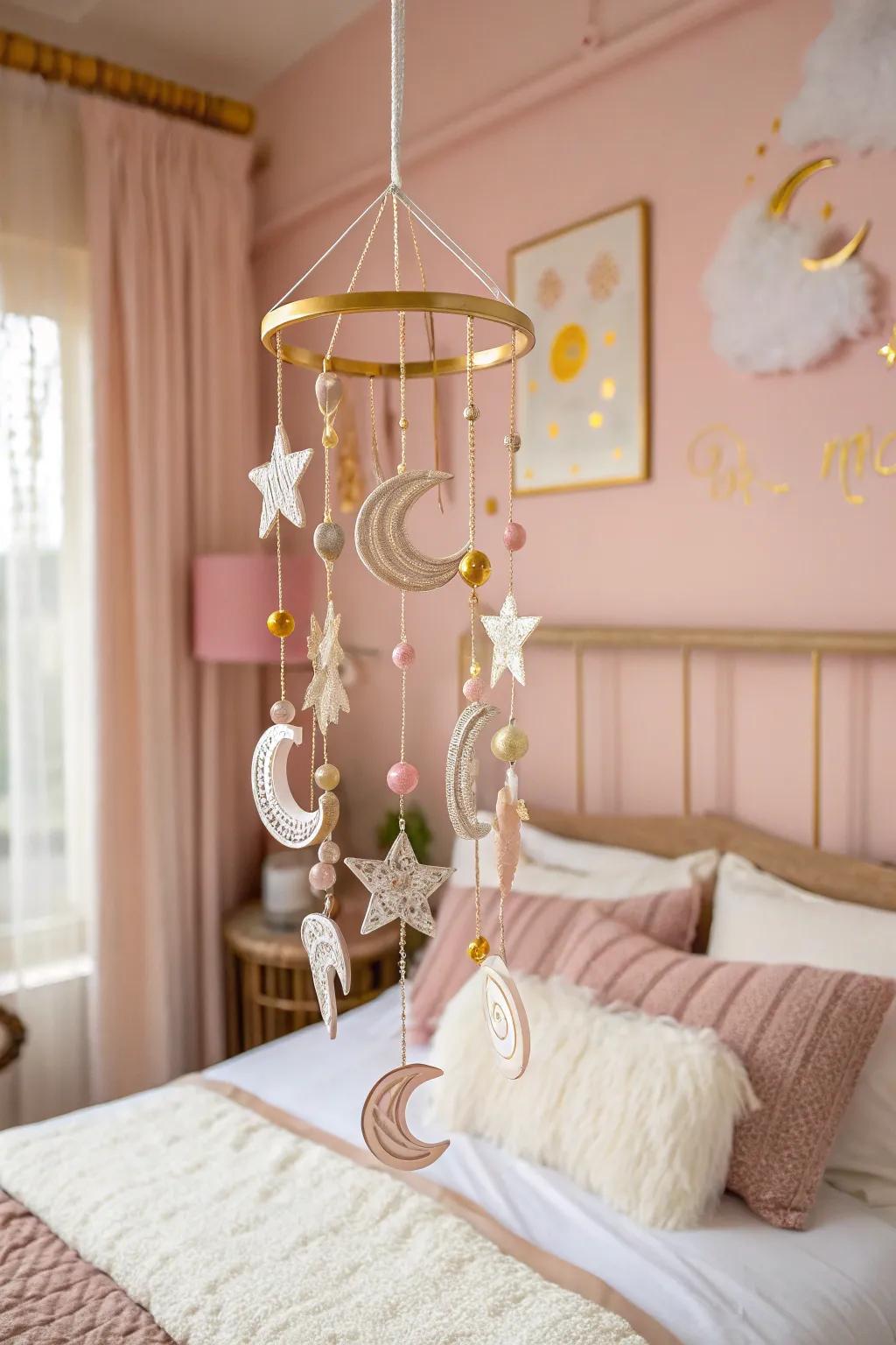 A dreamy mobile inspires imagination and serenity.