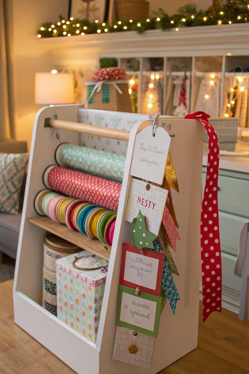 Form a gift wrapping section to incorporate flair to your holiday presents.