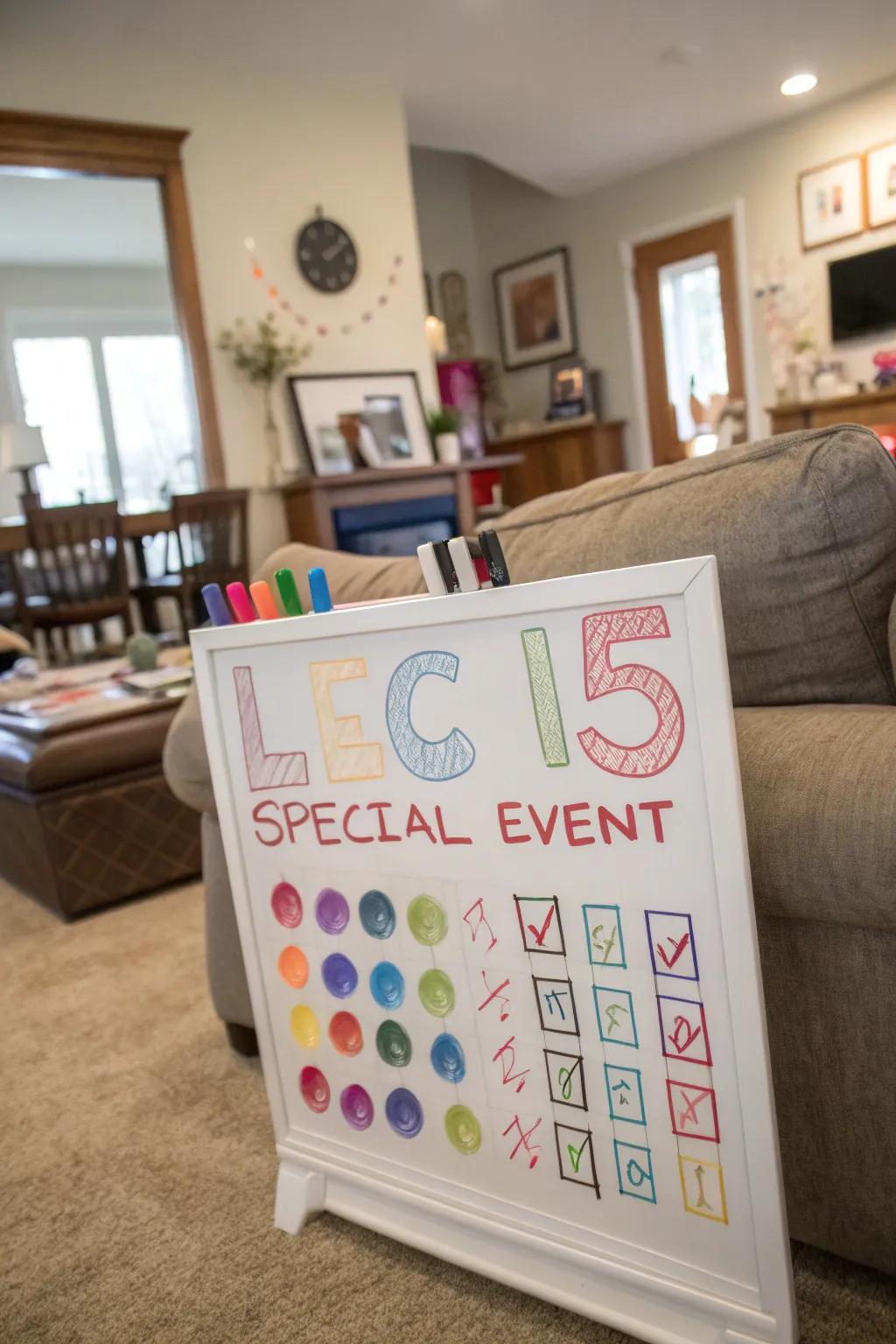 Count down to specific events through a writing board countdown.