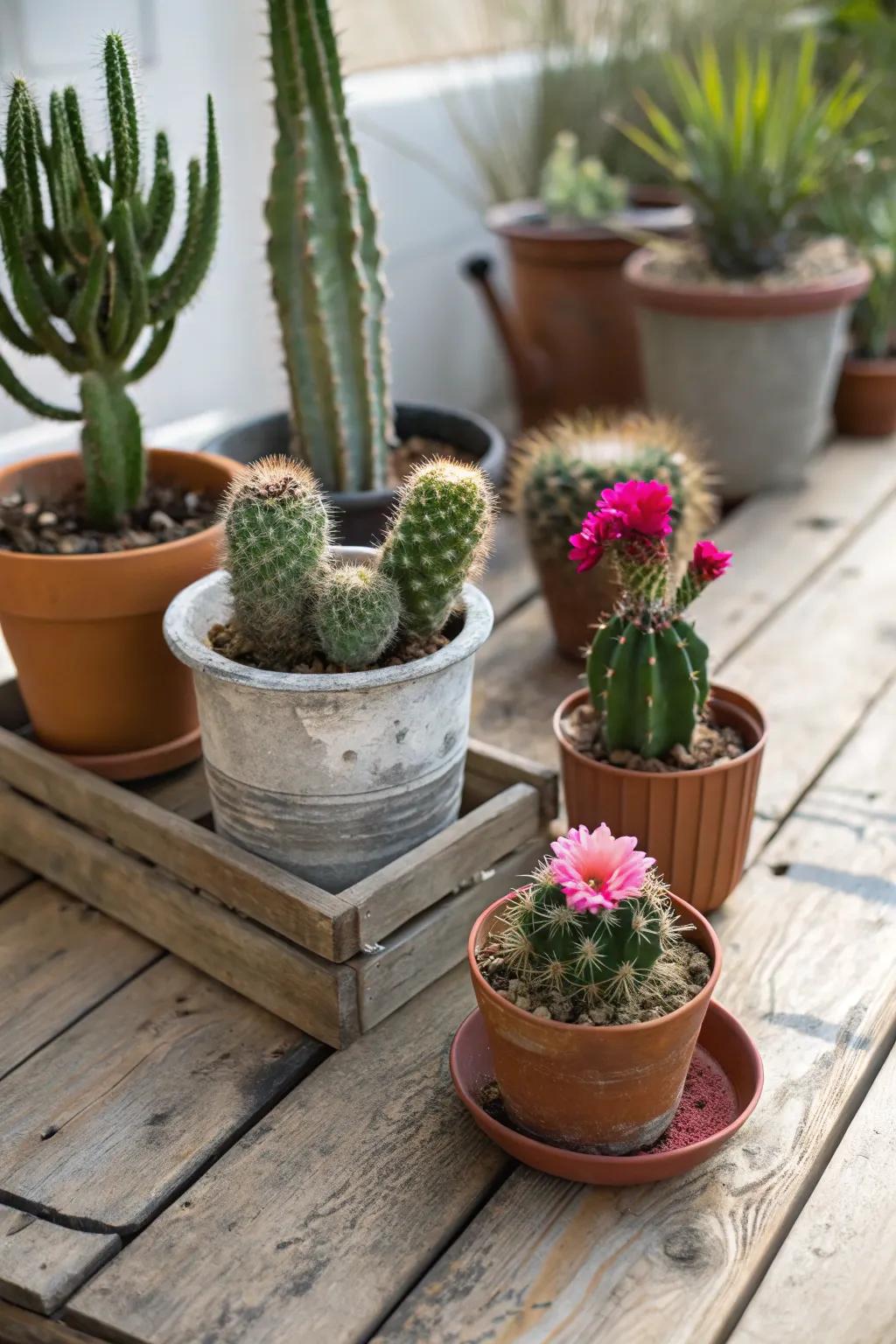 A diverse spike collection, ideal for adding a touch of desert to mom's decor.