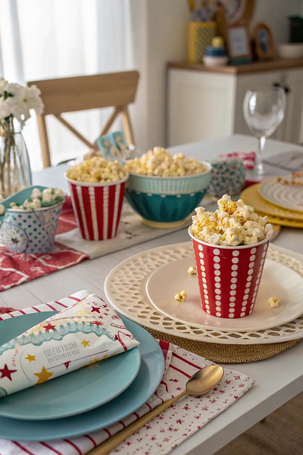 Crispy puff-inspired table styles offer a fun and well-coordinated eating experience.