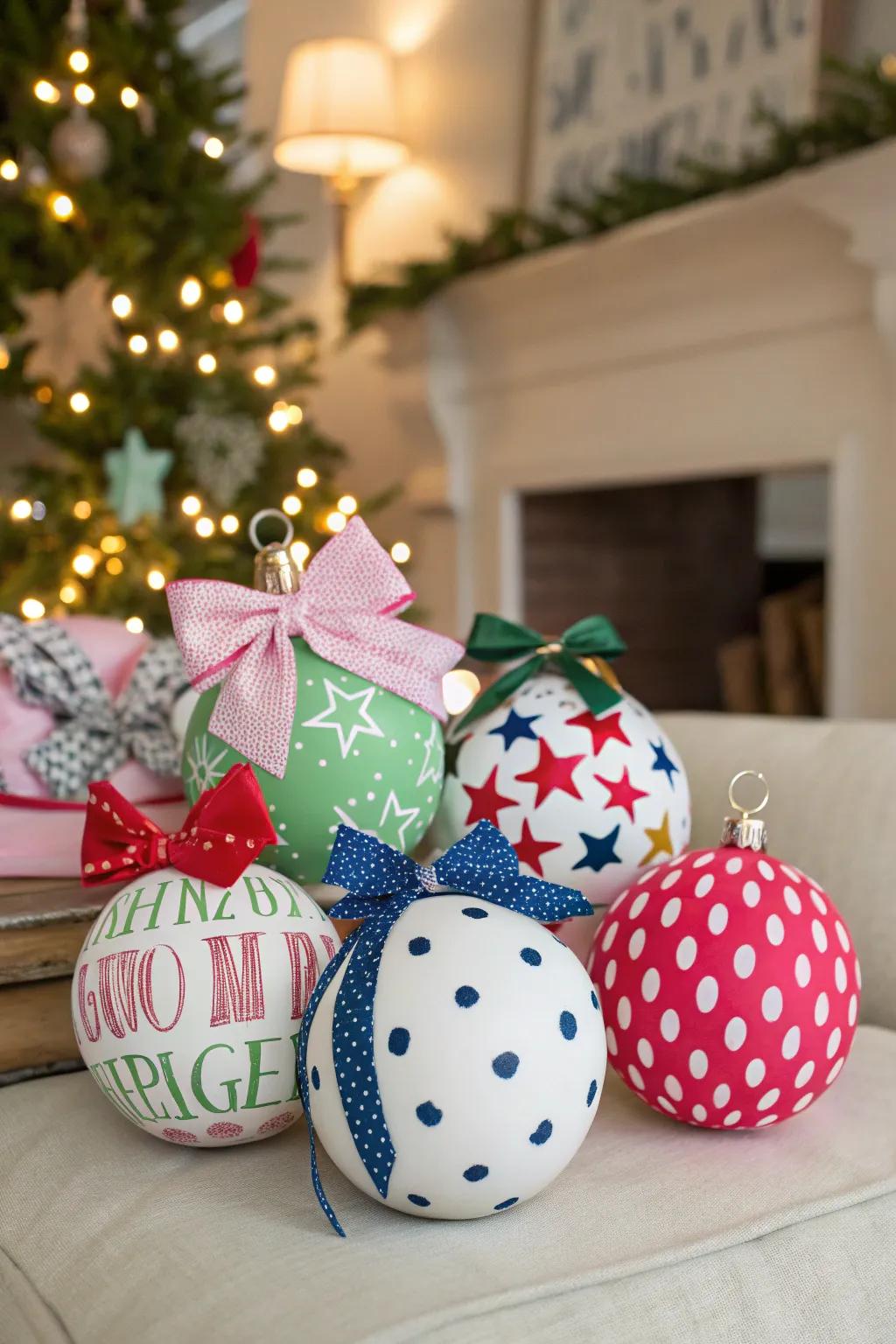 A diverse assortment of stylish Christmas baubles.