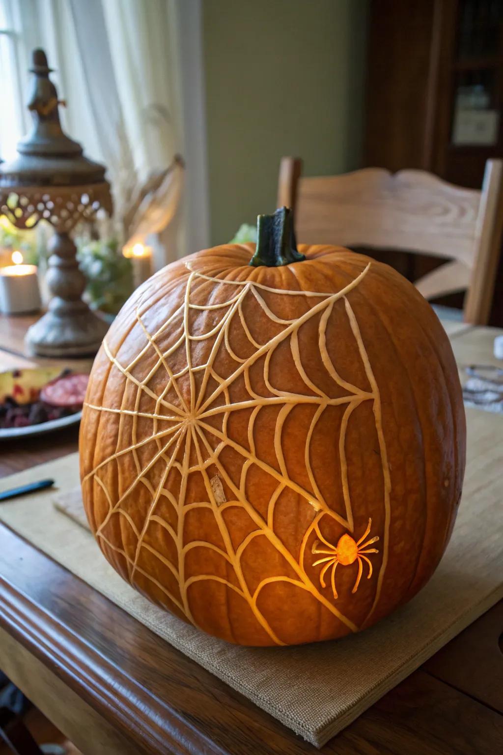 A cobweb pumpkin that introduces an unexpected twist to your Halloween.