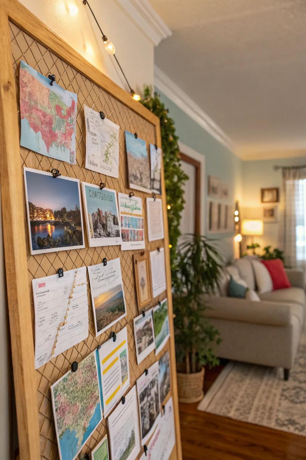 A travel-themed board stimulating local exploration and adventure.
