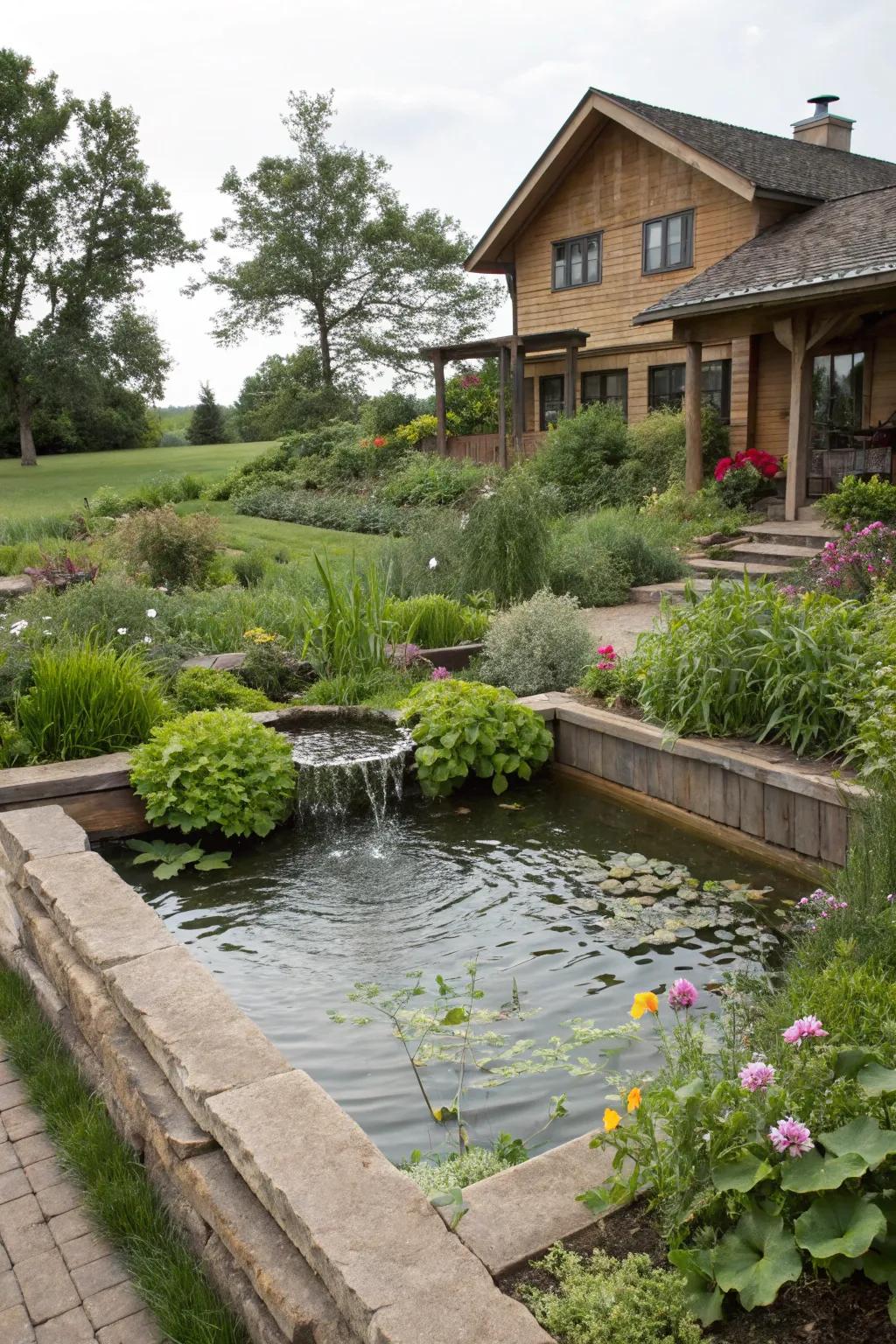 A tranquil mere with a water attribute appending serenity to a raised ranch foliage.
