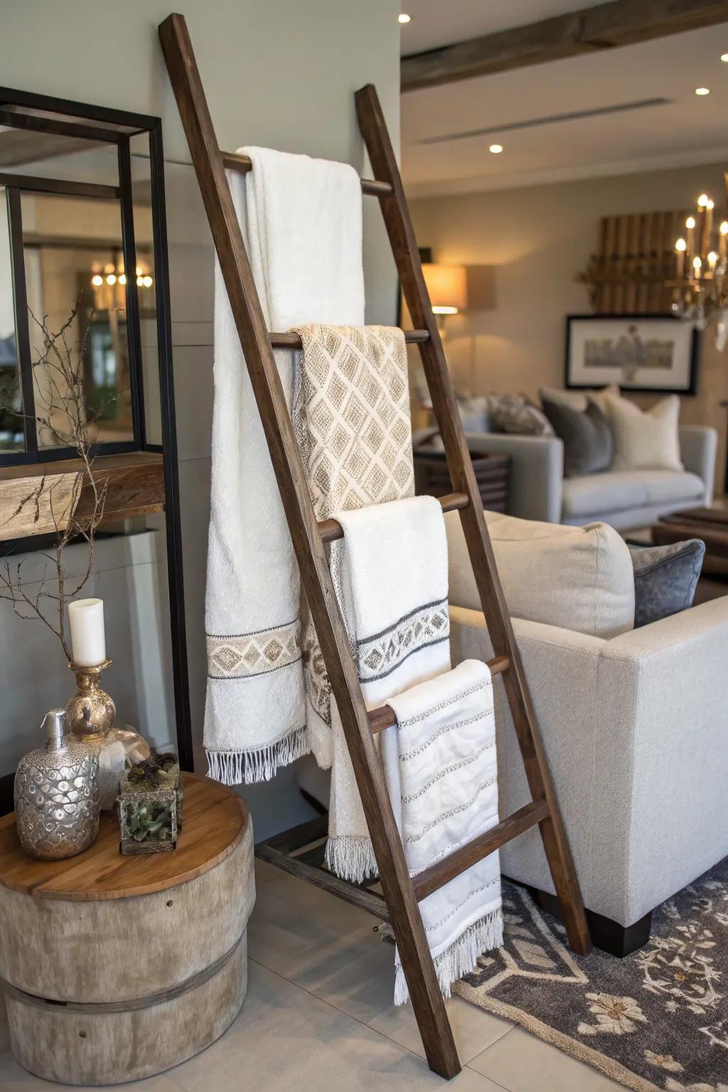 Showcase your compilation through a cloth ladder exhibition.