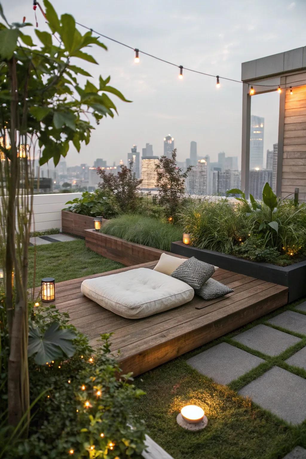 A contemplation nook furnishes a tranquil escape to rejuvenate.