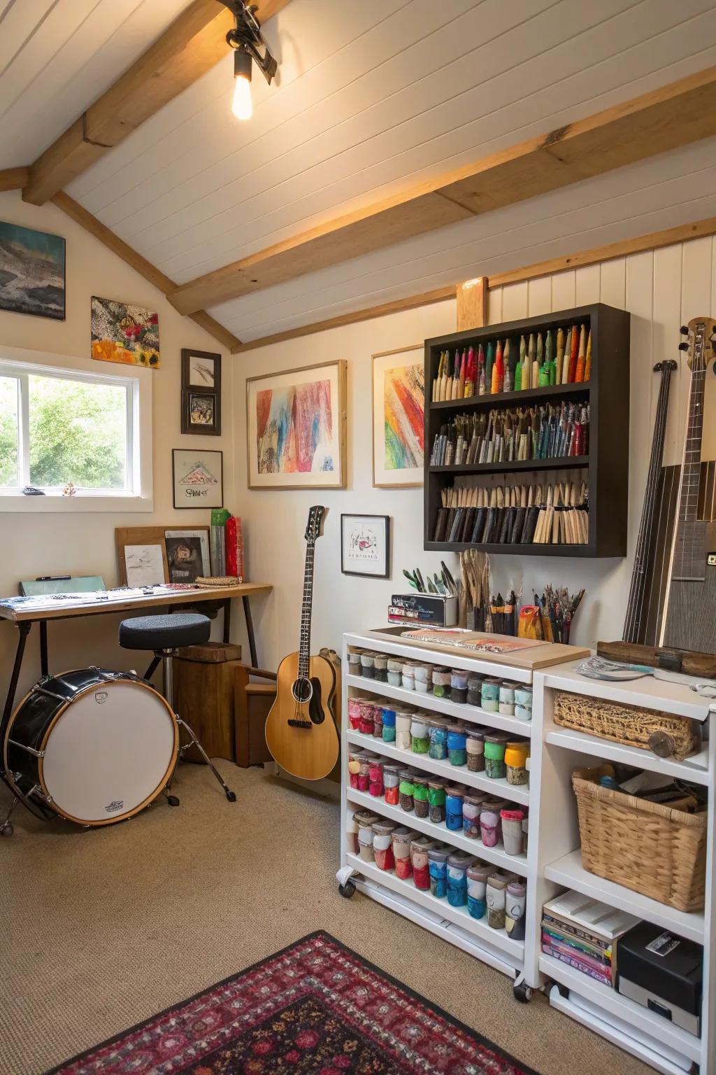 The addition of a hobby space fosters creativity and leisure activities.