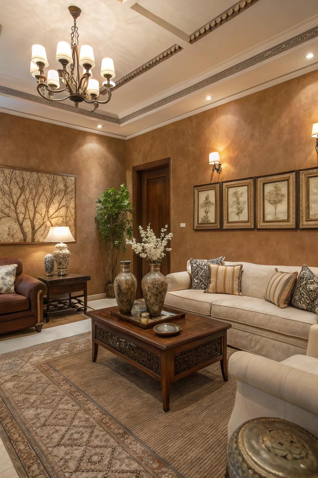Soil like browns provide warmth and sophistication.