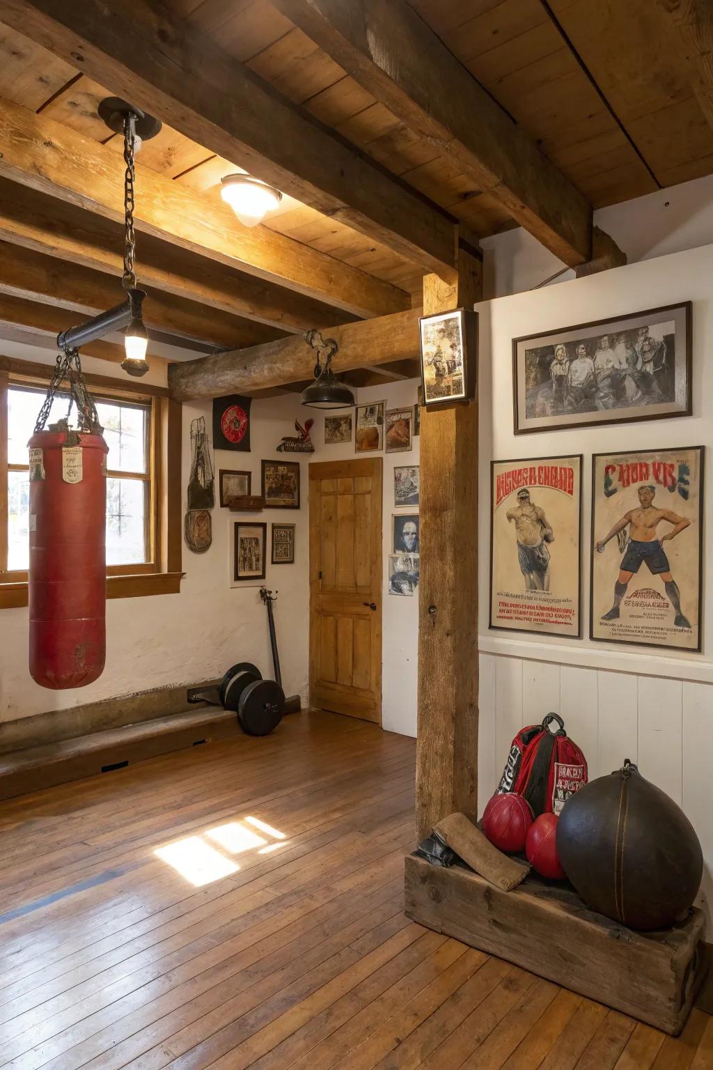 A homespun gym encourages both working out and relaxing.