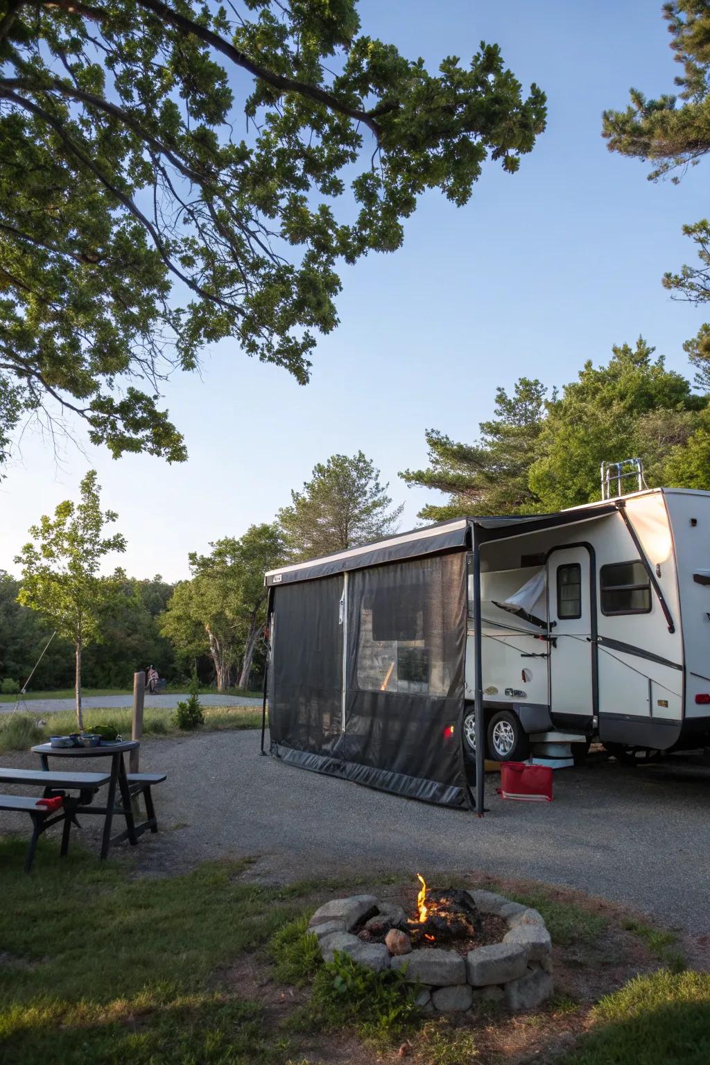Seclusion screens infuse your campsite with elegance and privacy.