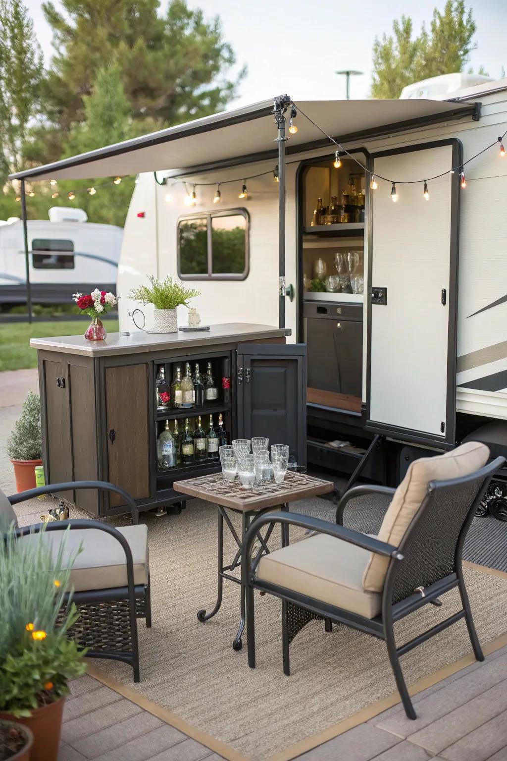 A portable bar elevates your outdoor entertaining experience.