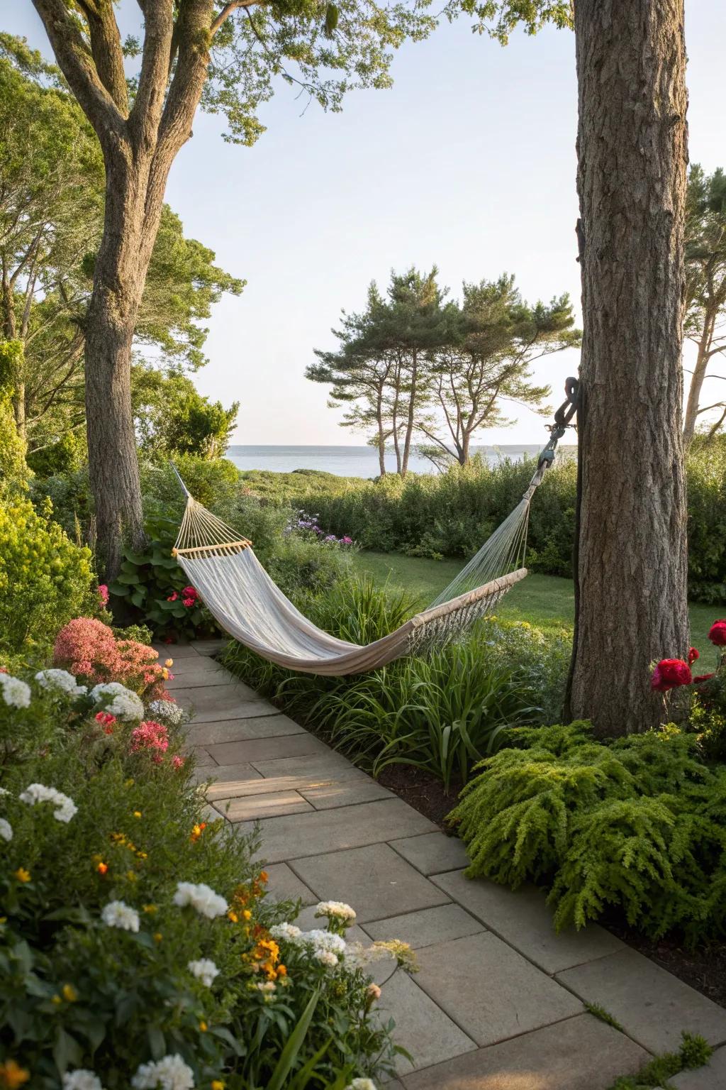 Cultivate a personal sanctuary through a hammock, promoting ultimate relaxation.