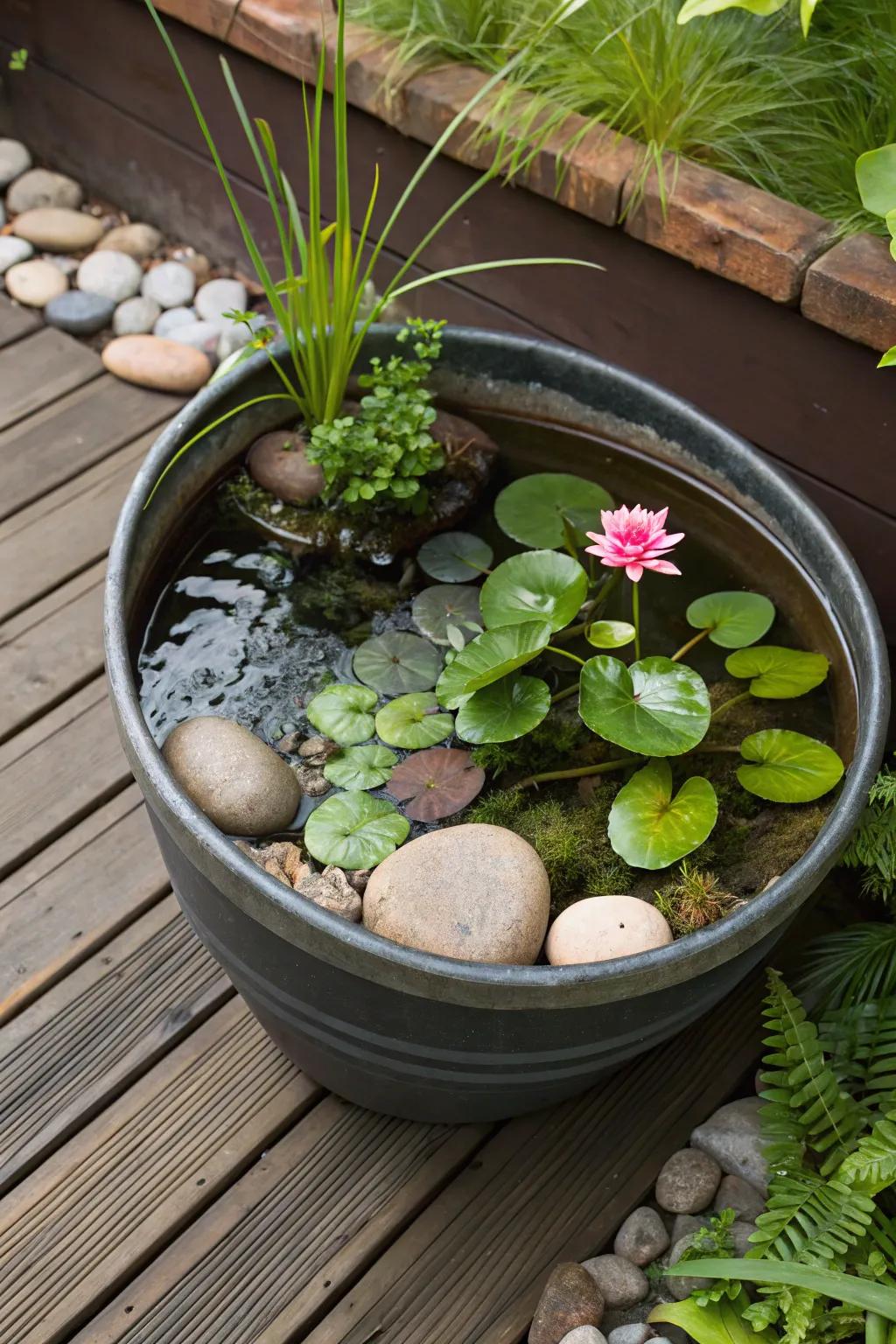 A personal mini pond delivers a personalized touch and countless customization opportunities.