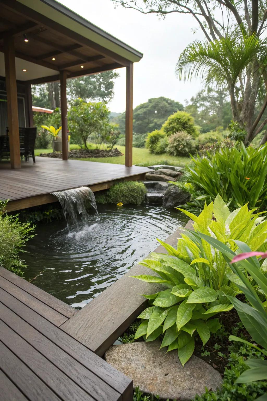 A water feature introduces a touch of tranquility and elegance.